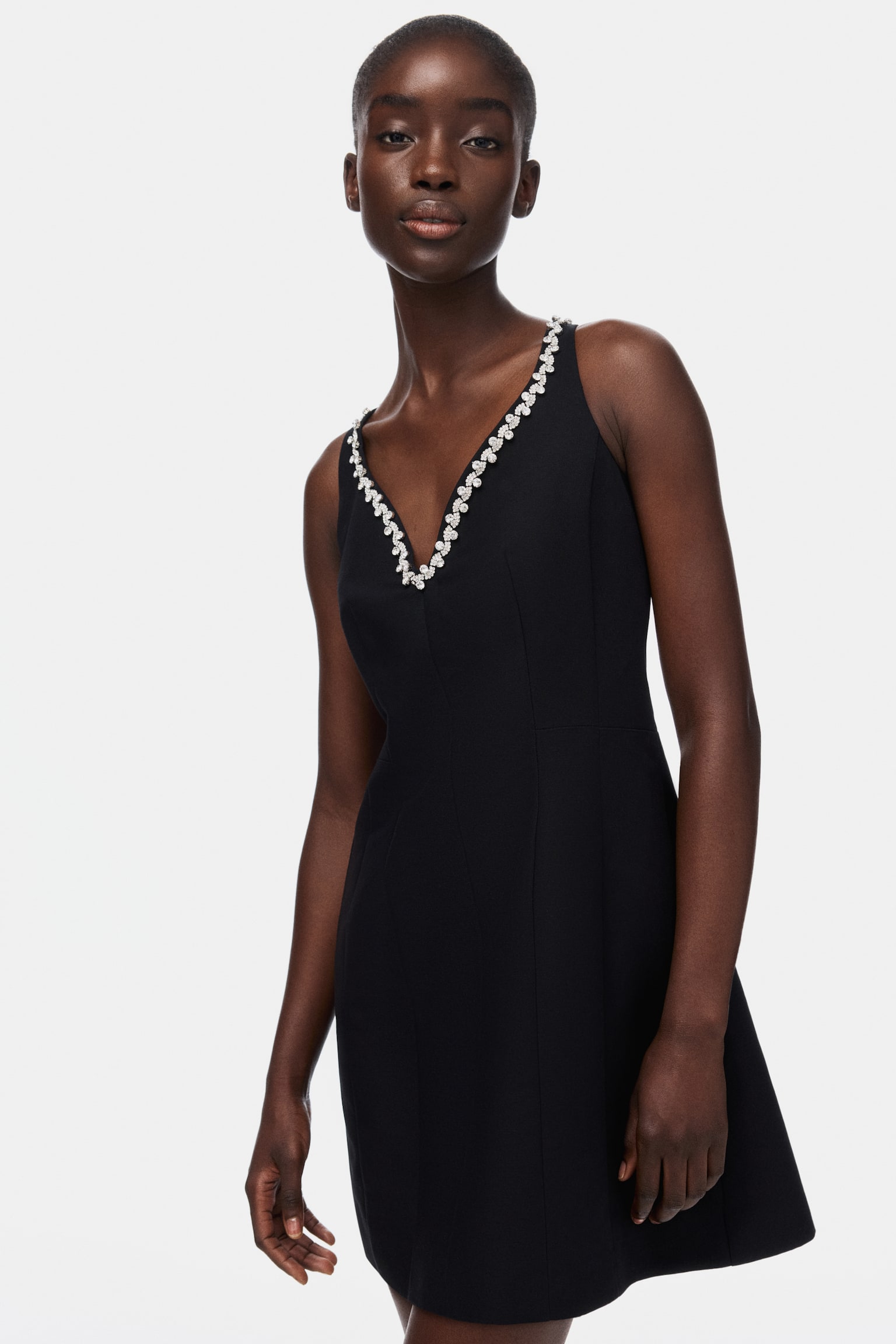 Rochie cu ștrasuri - Negru - 2