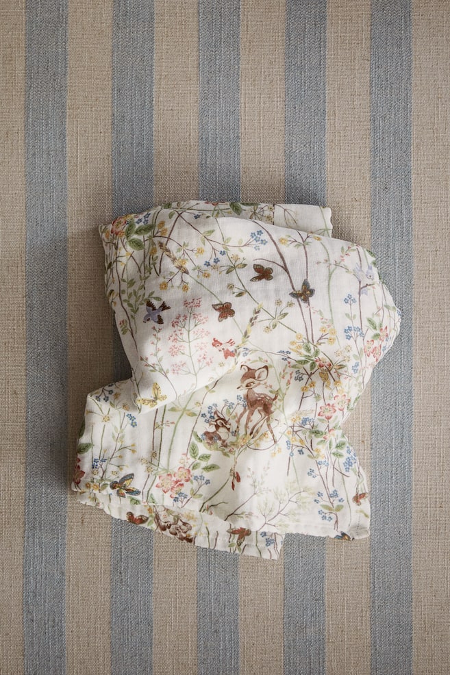 Muslin baby blanket - White/Bambi/Light blue/Bambi - 2