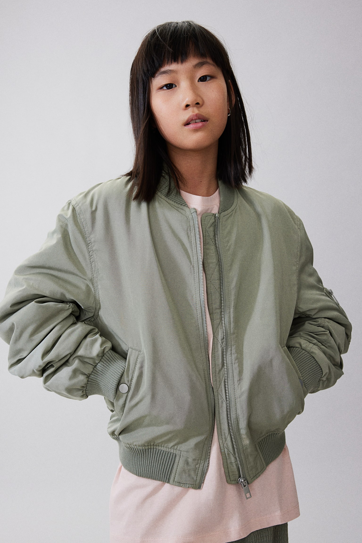 Bomber Jacket - Khaki green/Dusty pink/Black - 2