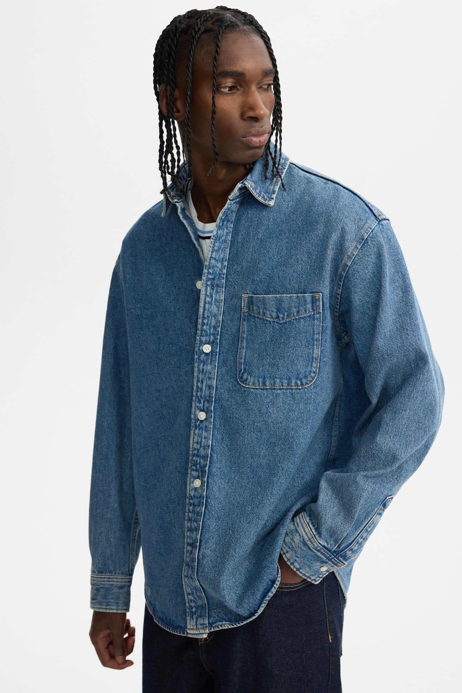 Loose Fit Denim ing - Középkék/Sötét farmerkék/Fekete - 3