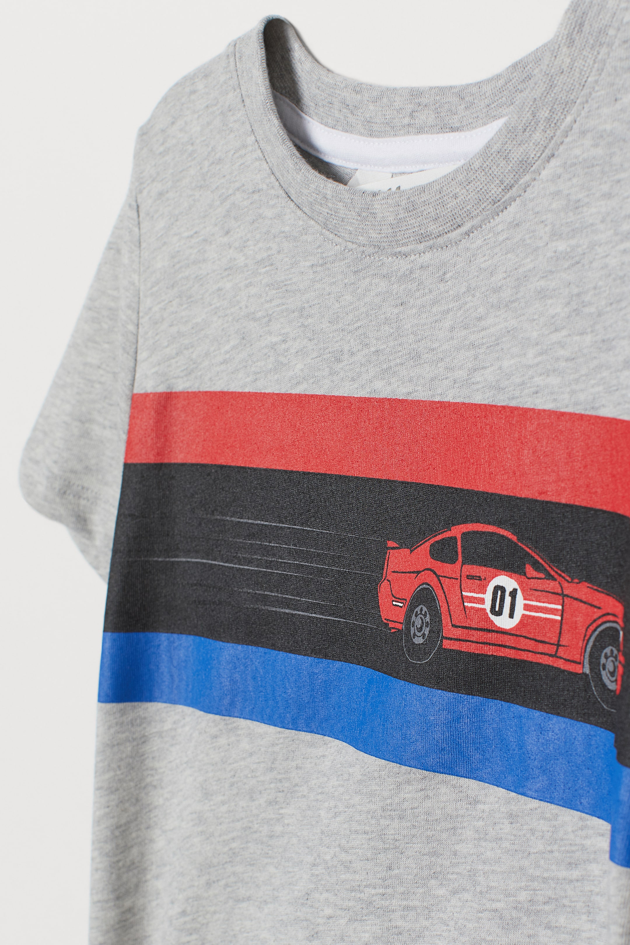 View larger image: Printed T-shirt - Light grey marl/Rally car - Kids | H&M HK 2