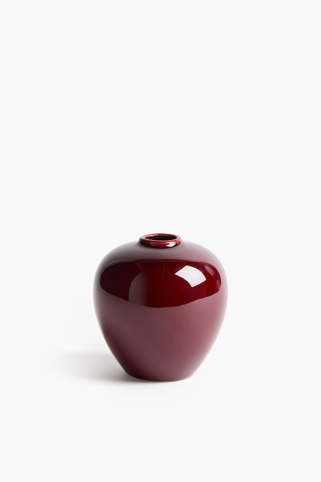 Kleine Steingutvase - Weinrot - 1
