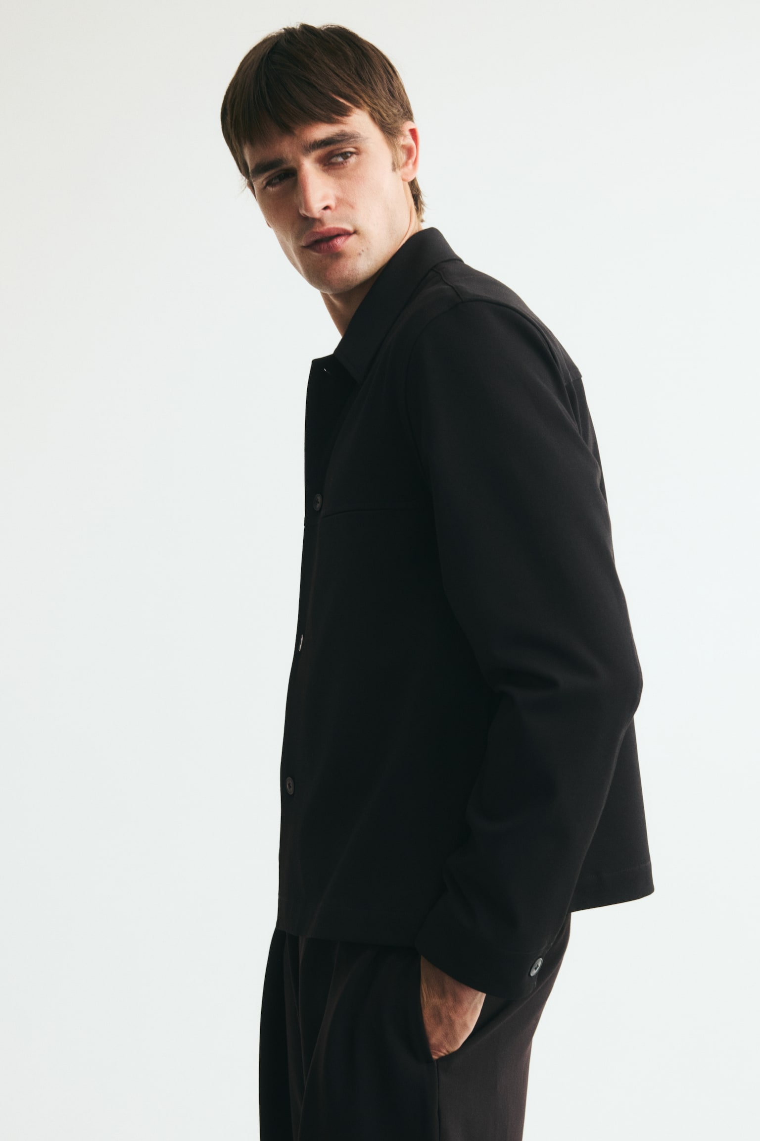 Мужская рубашка H&M Overshirt, цвет: Чёрный — фото 6