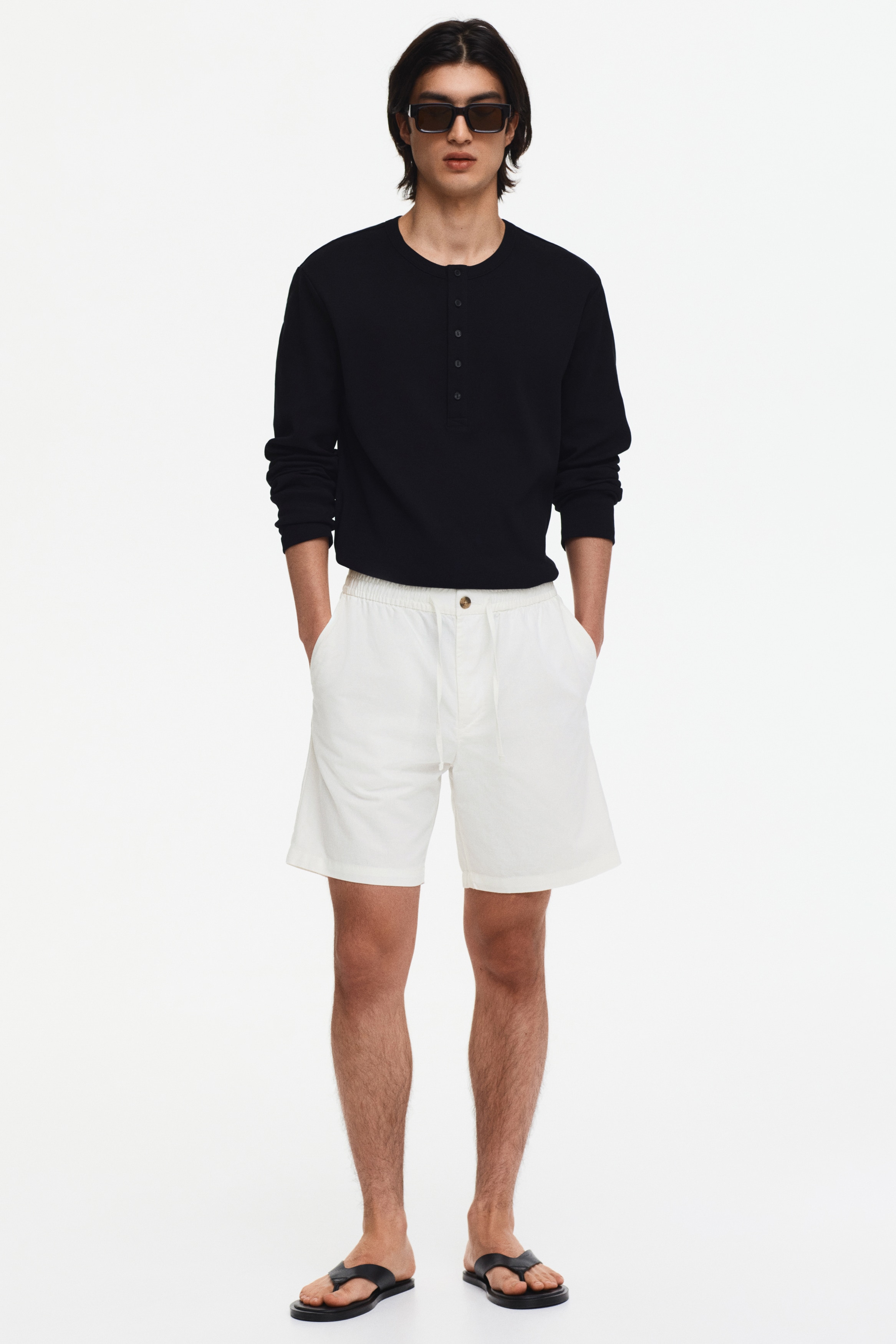 メンズホワイトショートパンツ |デニム、リネン、サイクリング | H&M JP