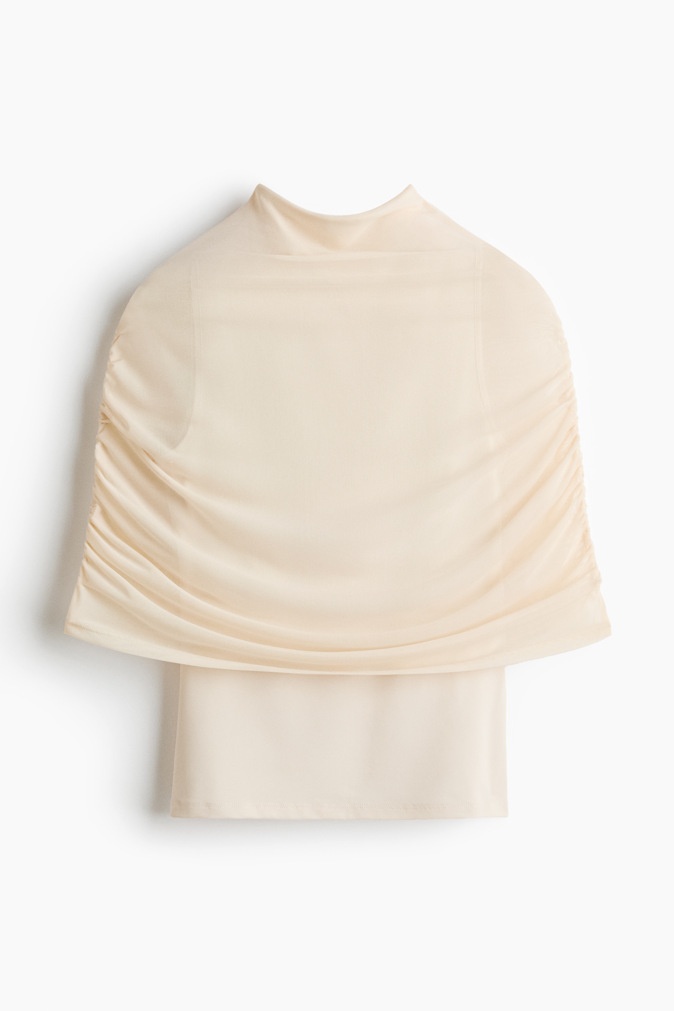 Cape-detail jersey top - Cream/Black