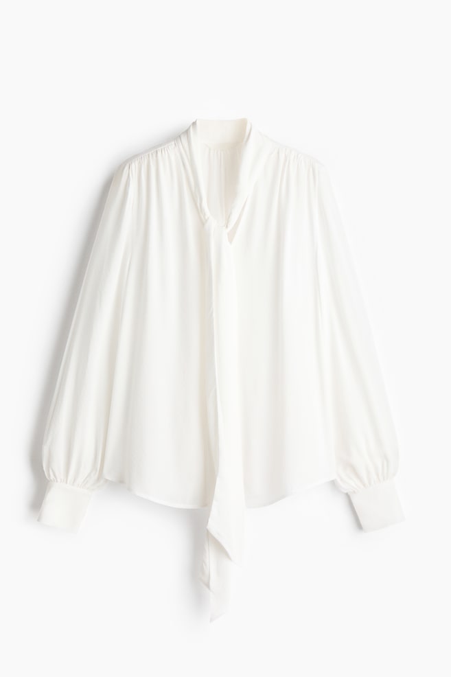 Blouse met sjaalkraag - Roomwit/Bordeauxrood/Wit/polkadot - 1