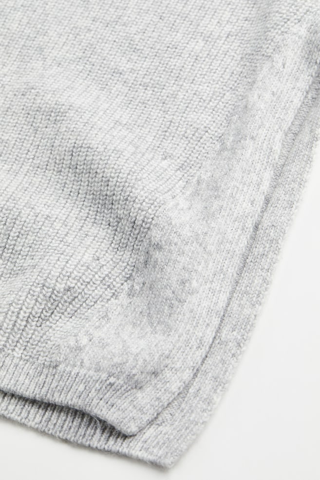 Puff-sleeved rib-knit dress - Light grey/Blue - 6