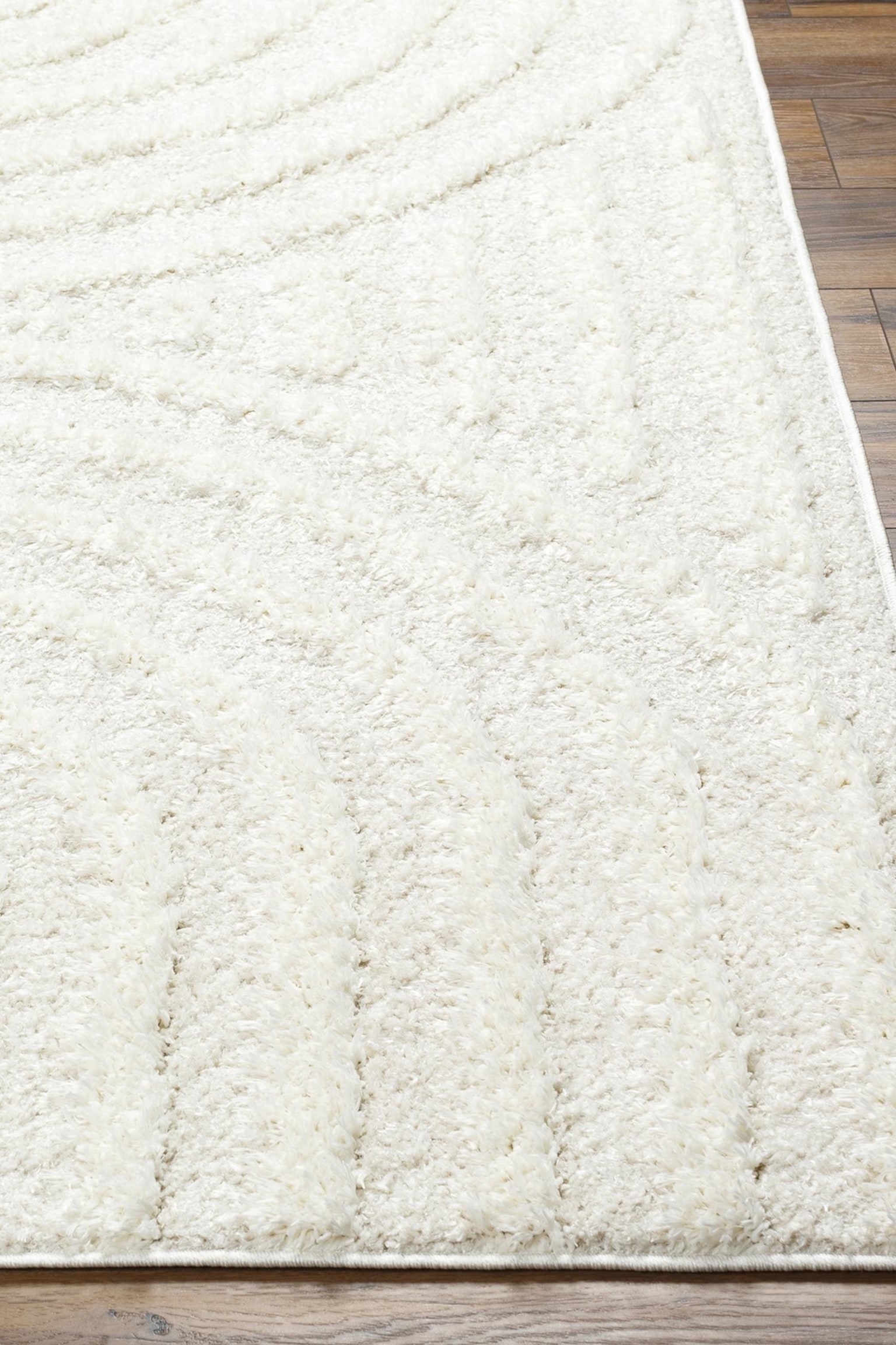 Marava Modern Shaggy Area Rug - Beige, White - 6