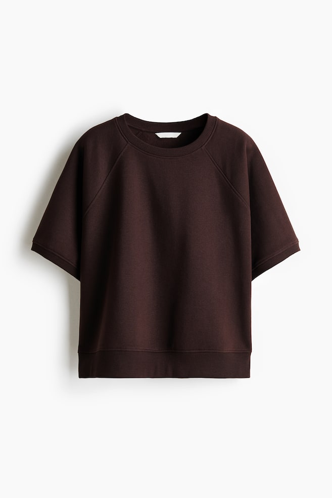 Short-Sleeved Sweatshirt - Dark brown/Light yellow - 1