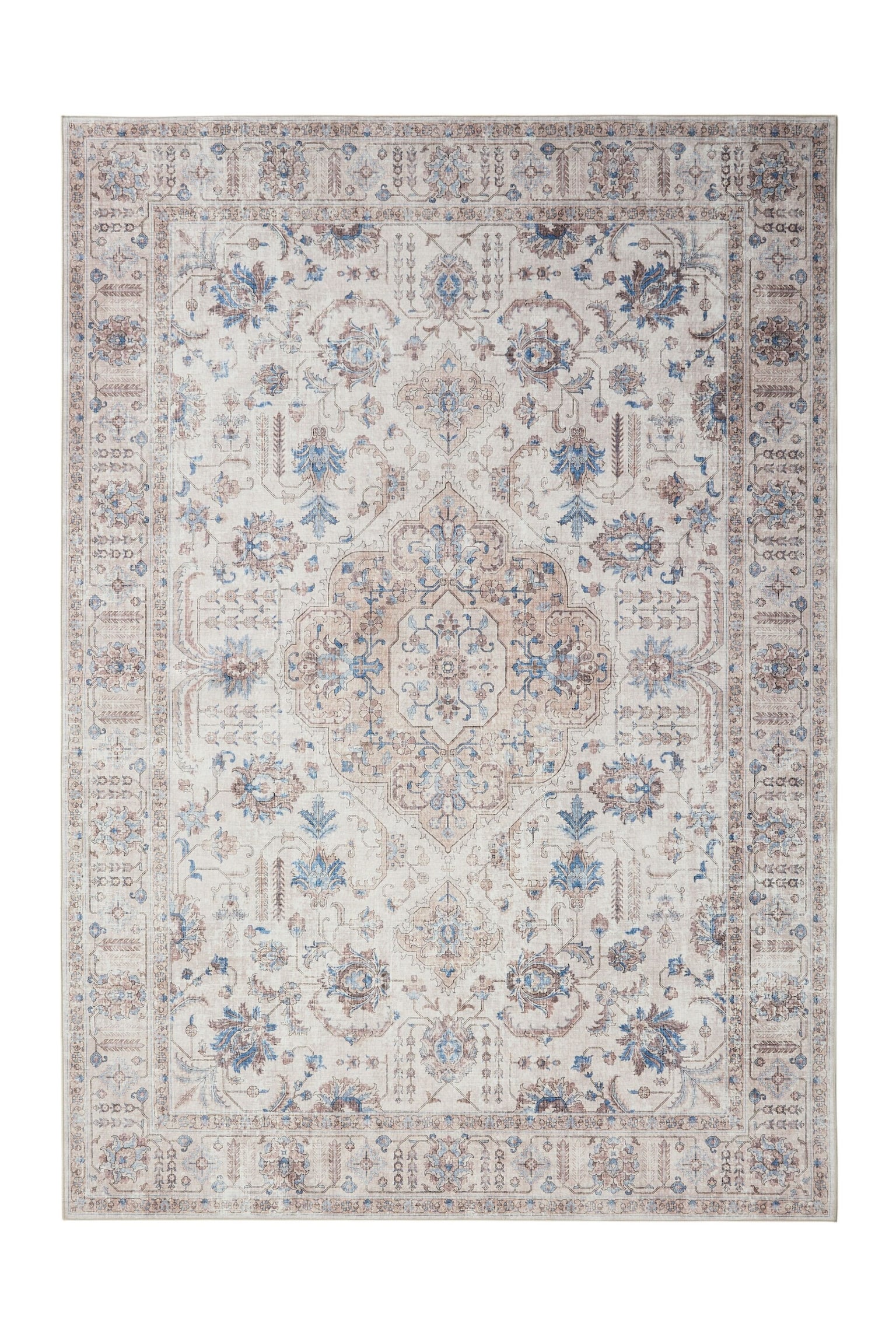 Alfombra Lavable Laury - Beige/Azul - 1