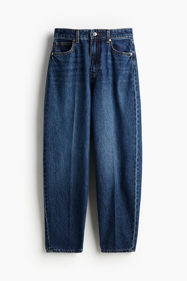 Crease-leg tapered jeans - Dark denim blue - 1