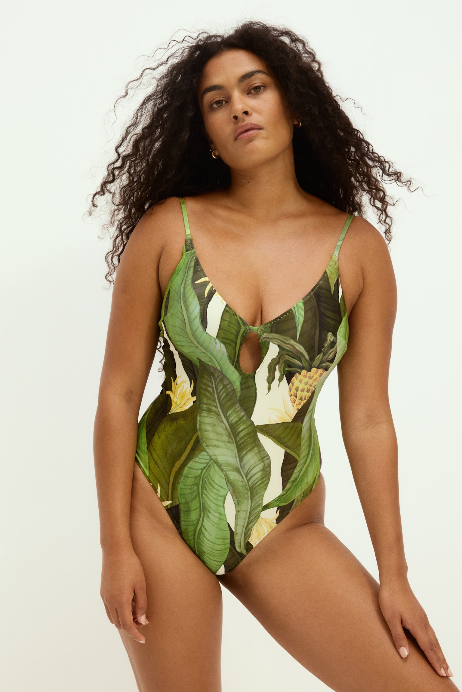 Áo bơi một mảnh đệm ngực - Màu xanh lá/Lá - 4