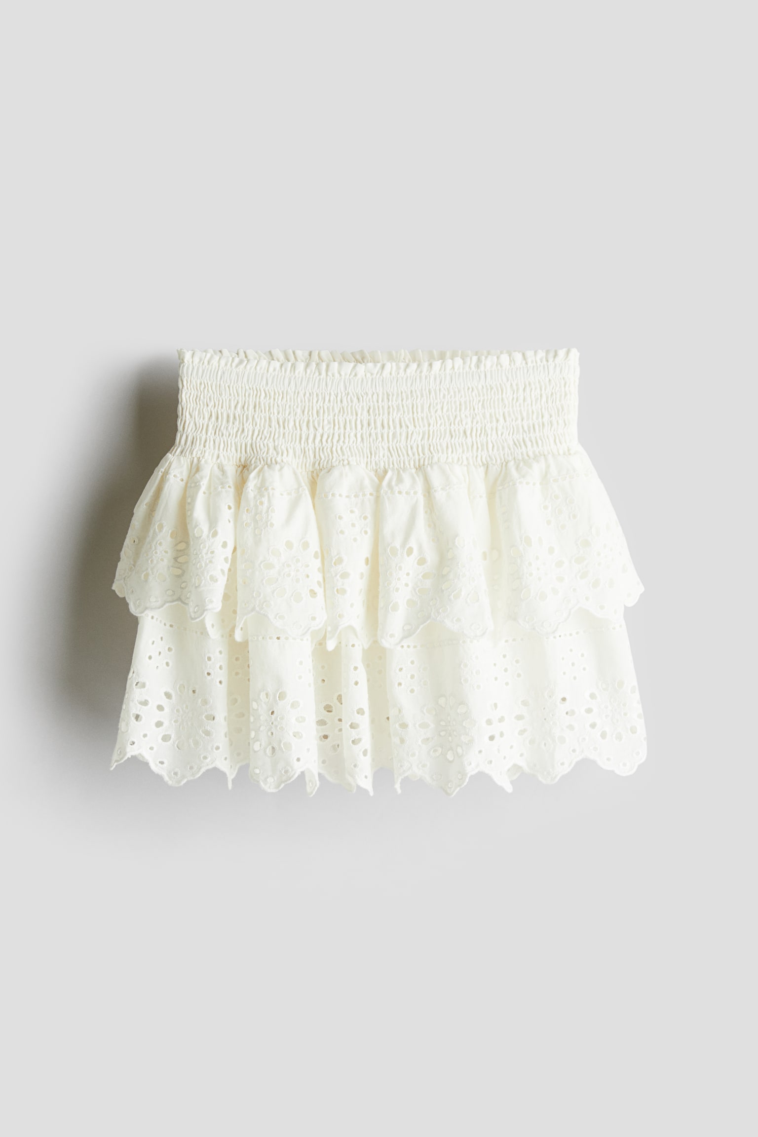 Tiered broderie anglaise skirt - White - 1