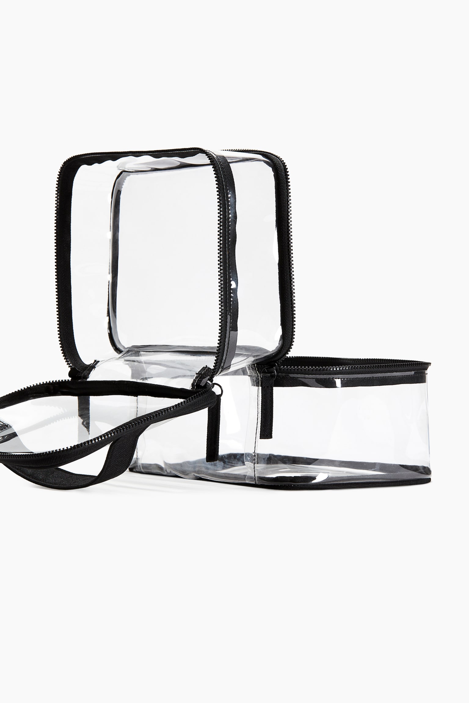 Big two-tiered wash bag - Black/Transparent - 4