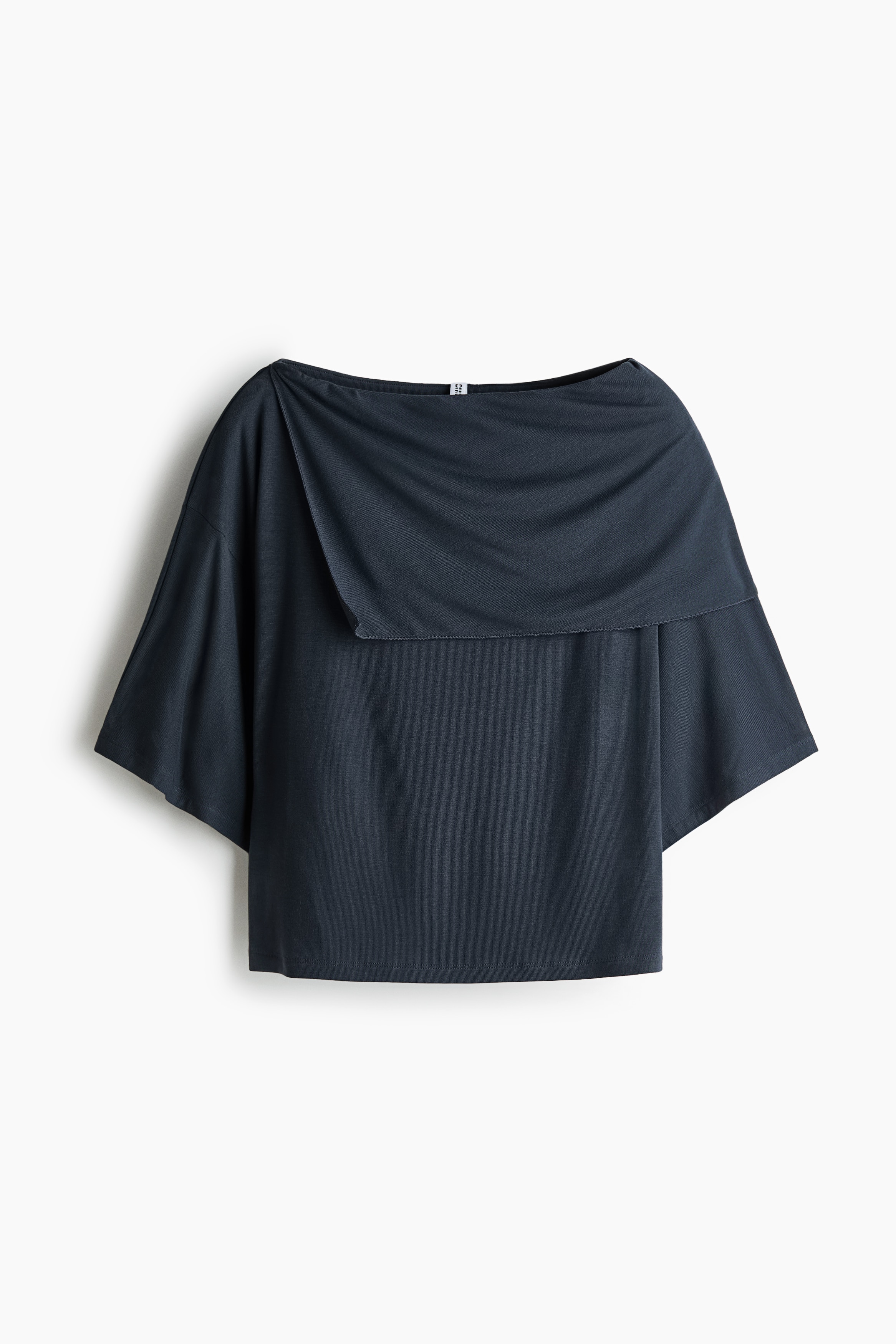 Cape-Detail Jersey Top - Dark blue/Dark plum purple/Black