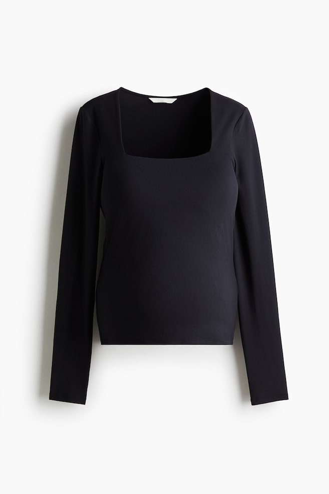 MAMA Square-neck top - Black/Burgundy - 1