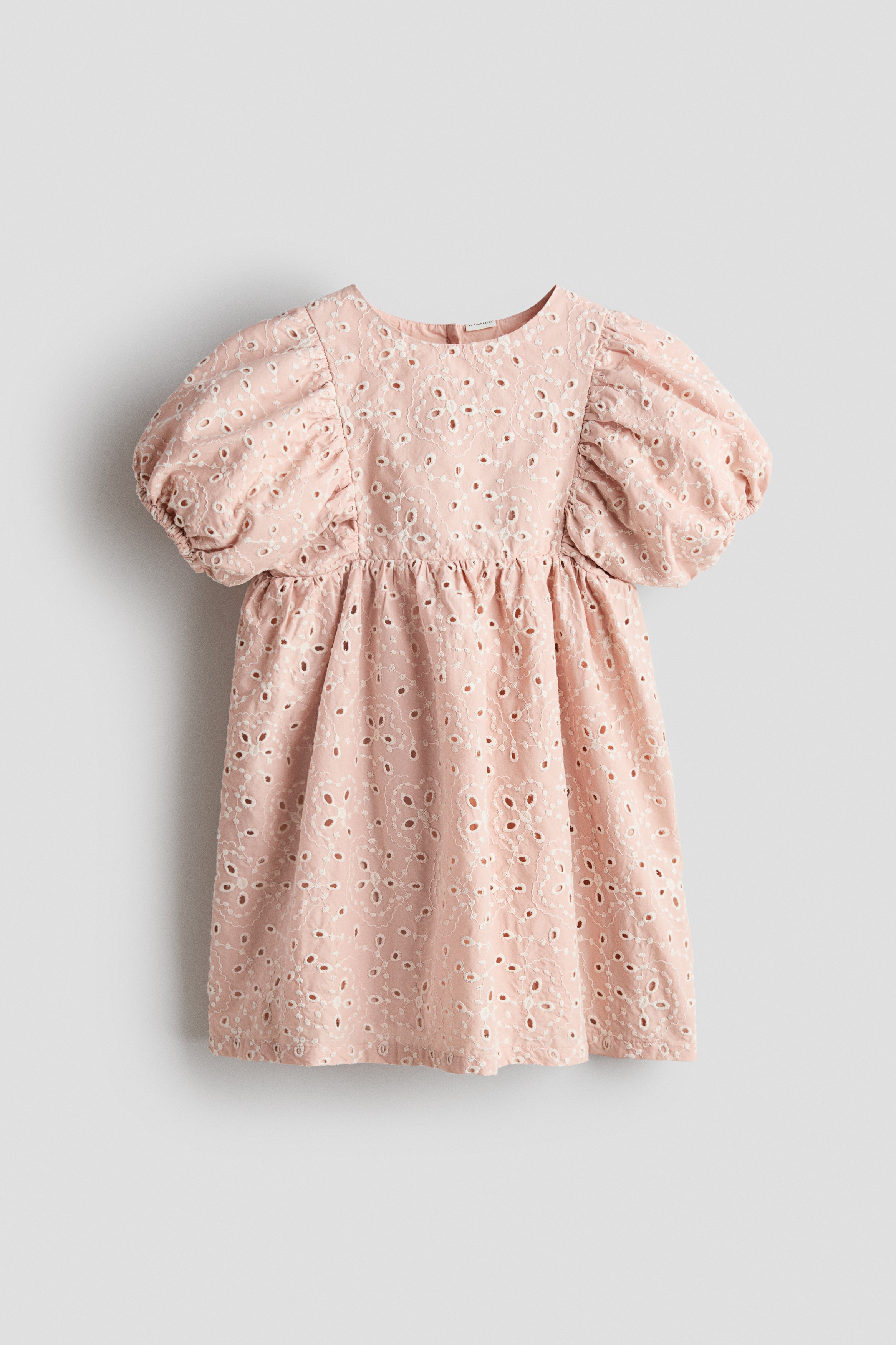 Broderie anglaise -puuvillamekko - Persikka/Light blue