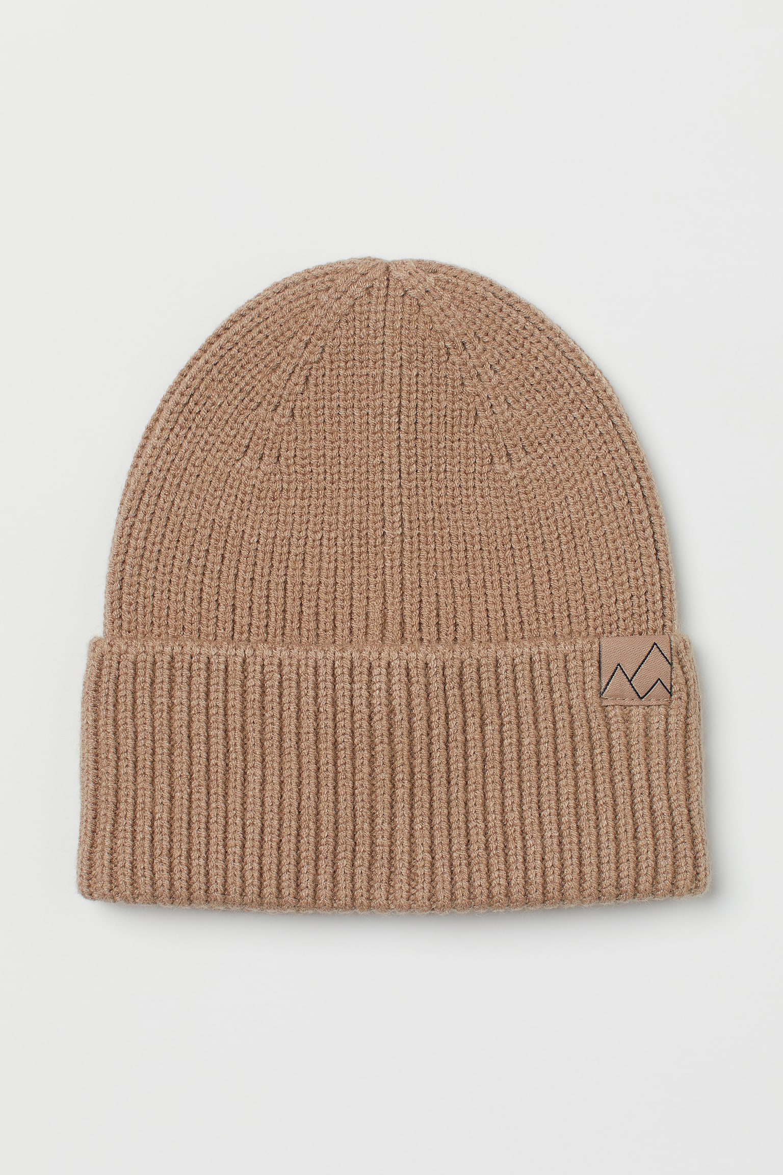 Ribbestrikket lue - Beige