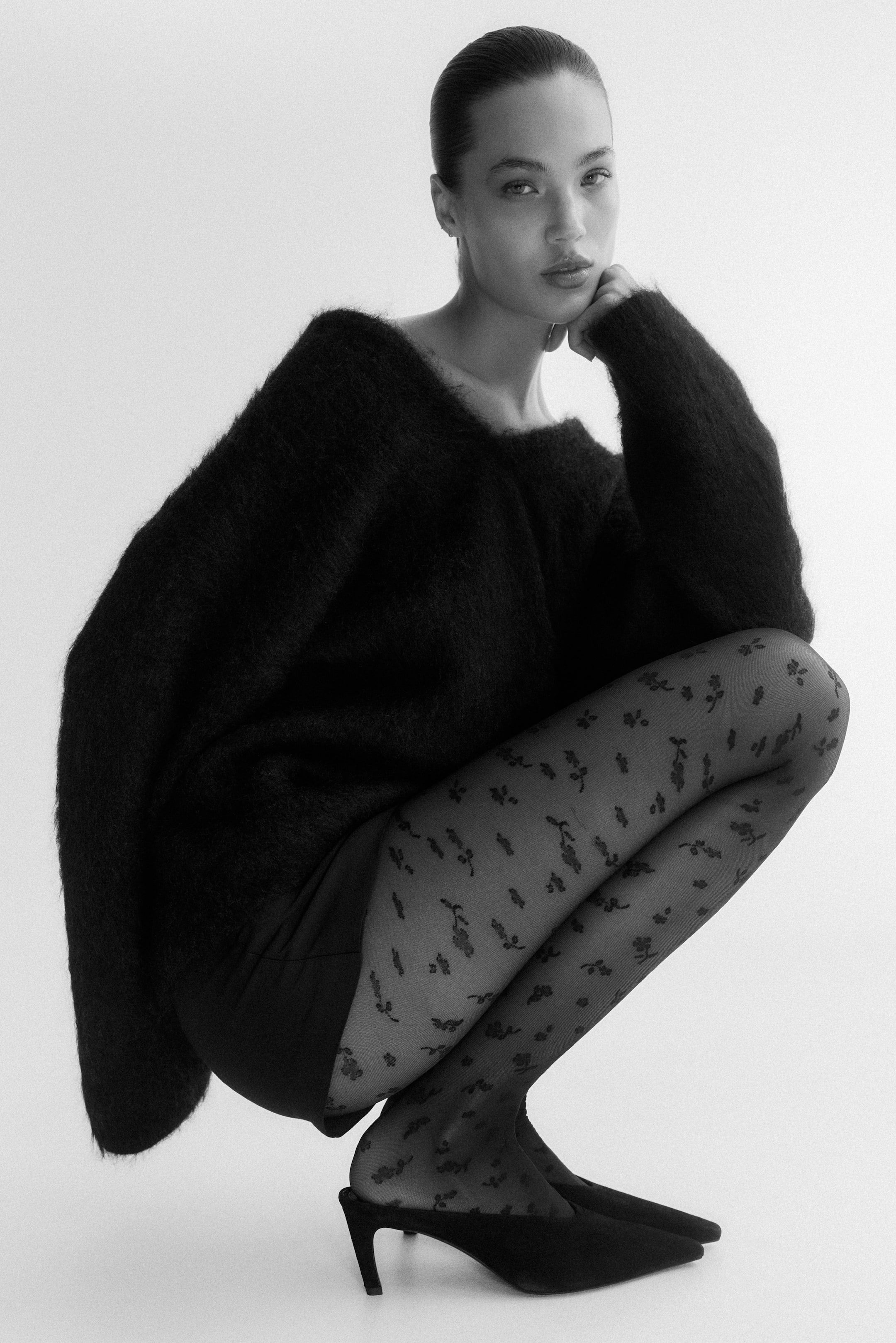 View larger image: Patterned tights - Black/Floral - Ladies | H&M GB 1