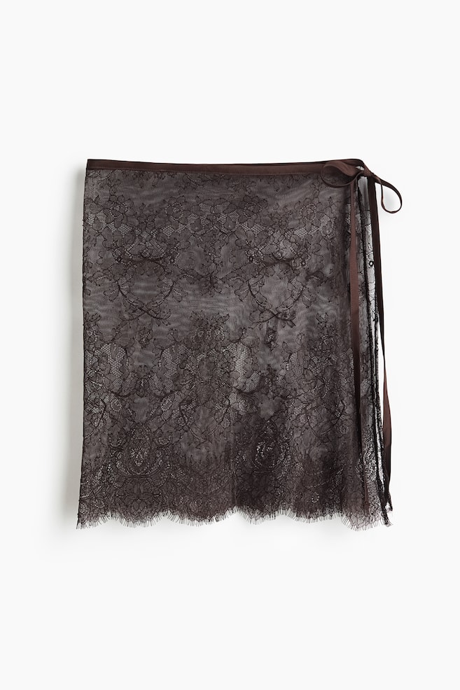 Lace Hip Scarf - Dark brown/Light beige/Terracotta - 1