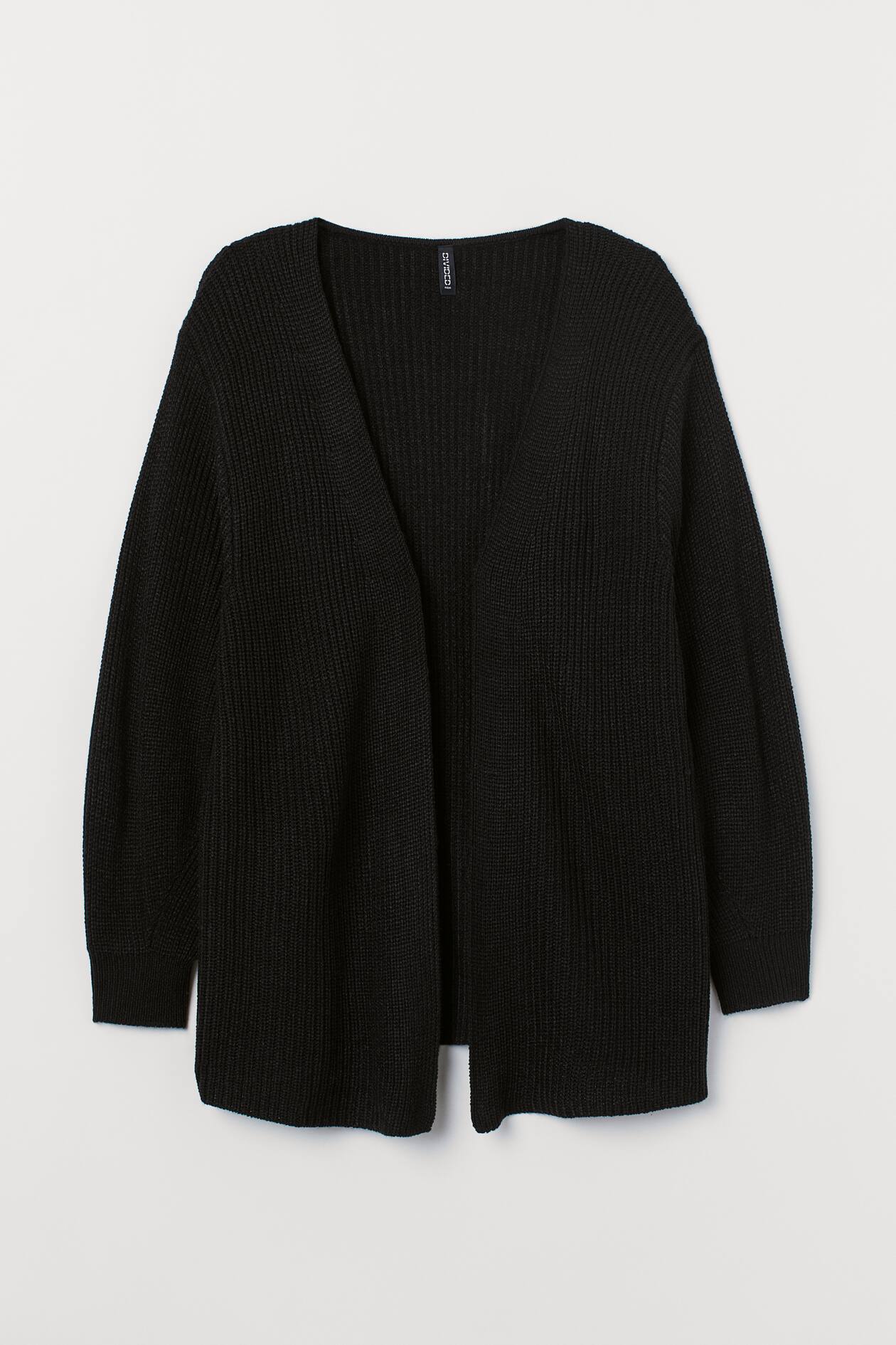 H&M+ Ribbed Cardigan - Long sleeve - Black - Ladies | H&M US