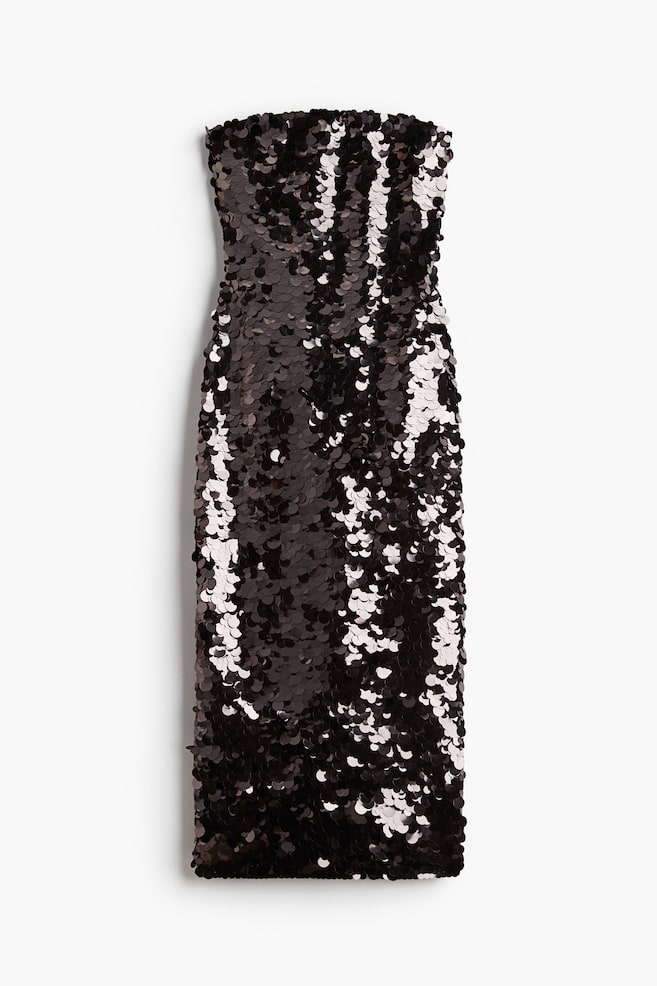 Robe bandeau à sequins - Noir - 1