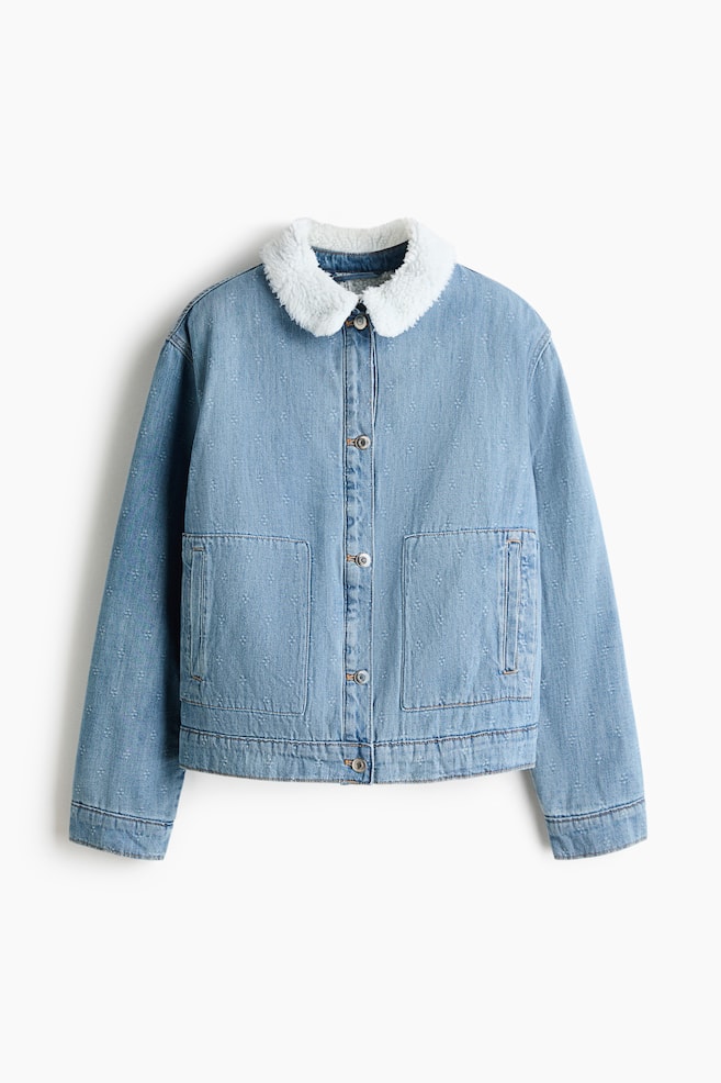 Denim jack met kraag - Denimblauw - 1