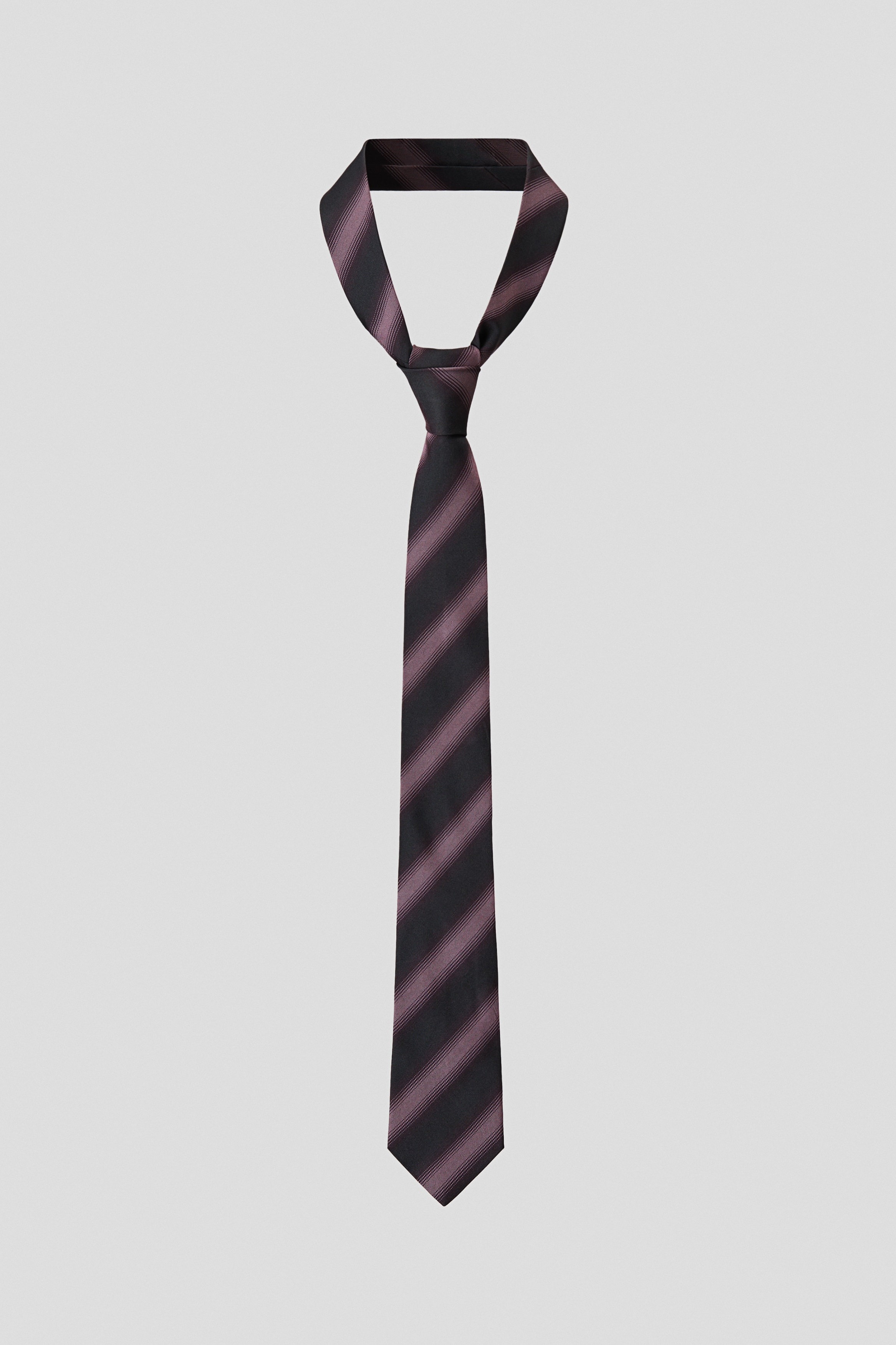Patterned silk-blend tie - Burgundy/Striped