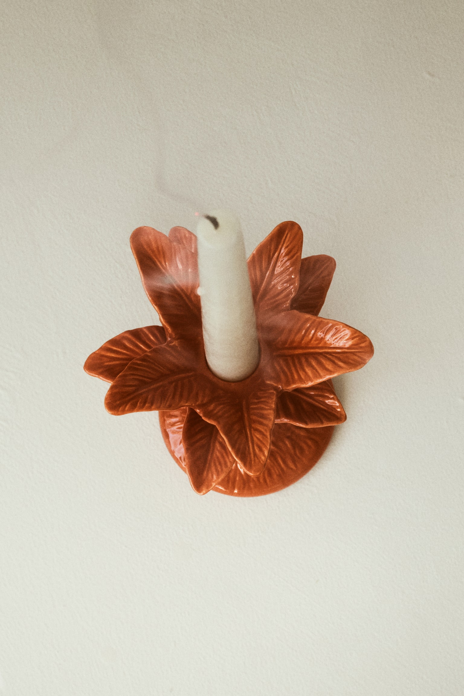 Large palm tree candlestick - Orange - 2