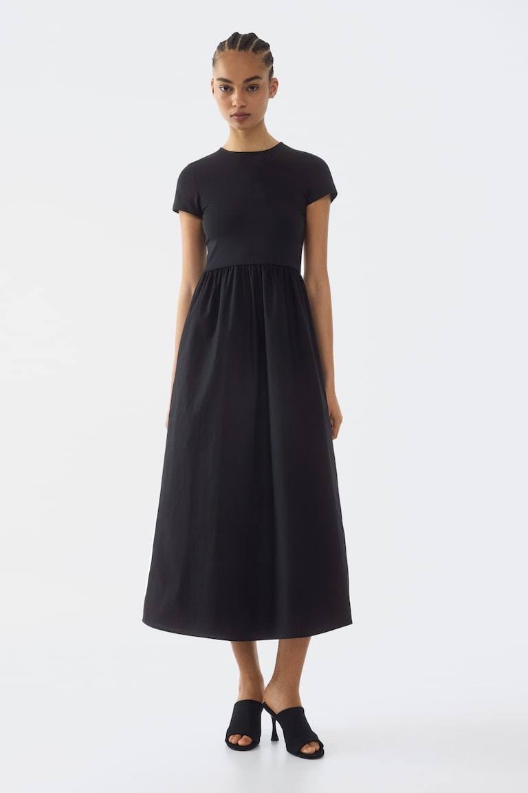 Women's Black Short-Sleeved Maxi Dress | H&M US