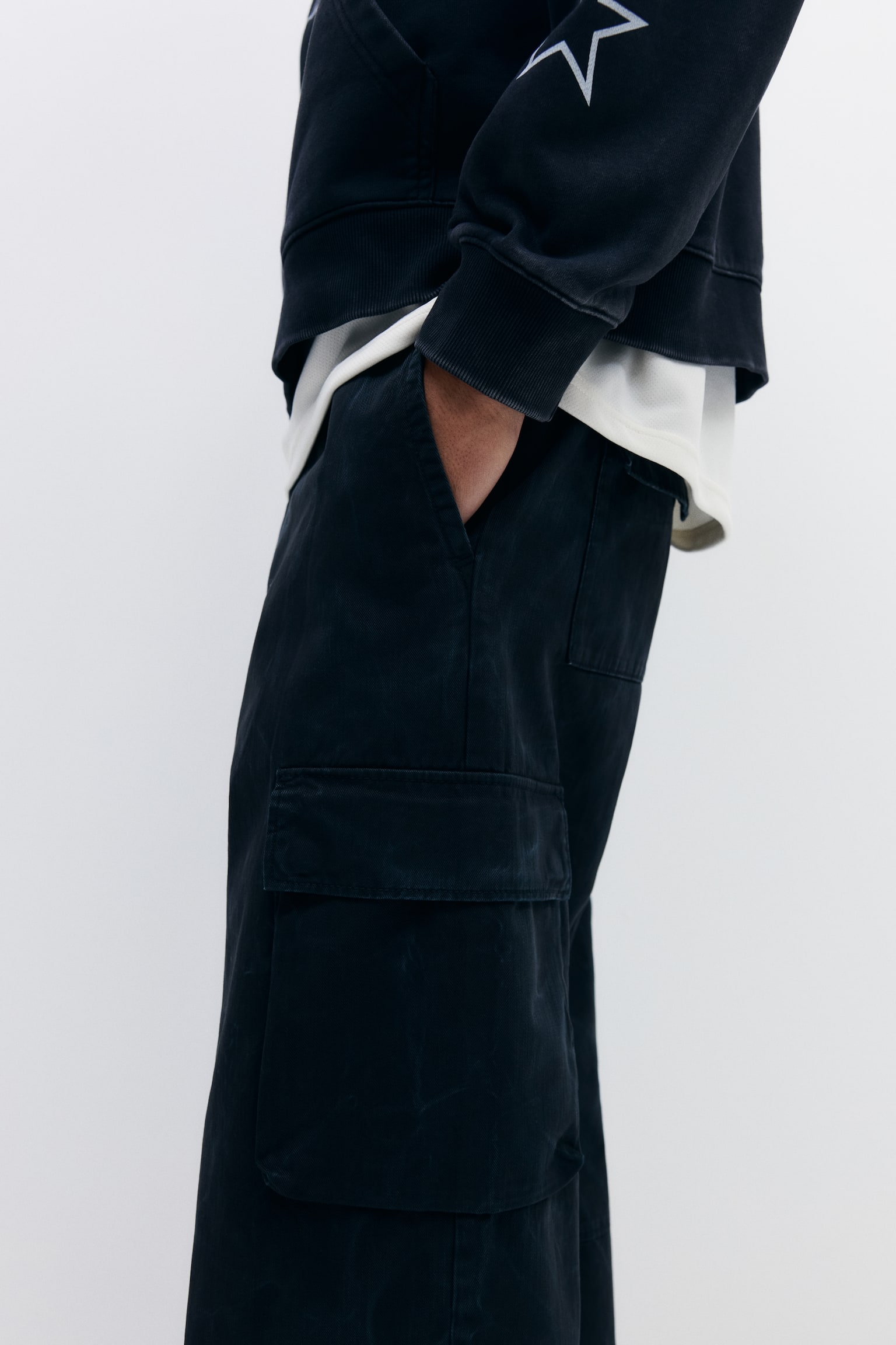 Kalhoty cargo Relaxed Fit - Sepraná černá/Tmavě zelená khaki - 4