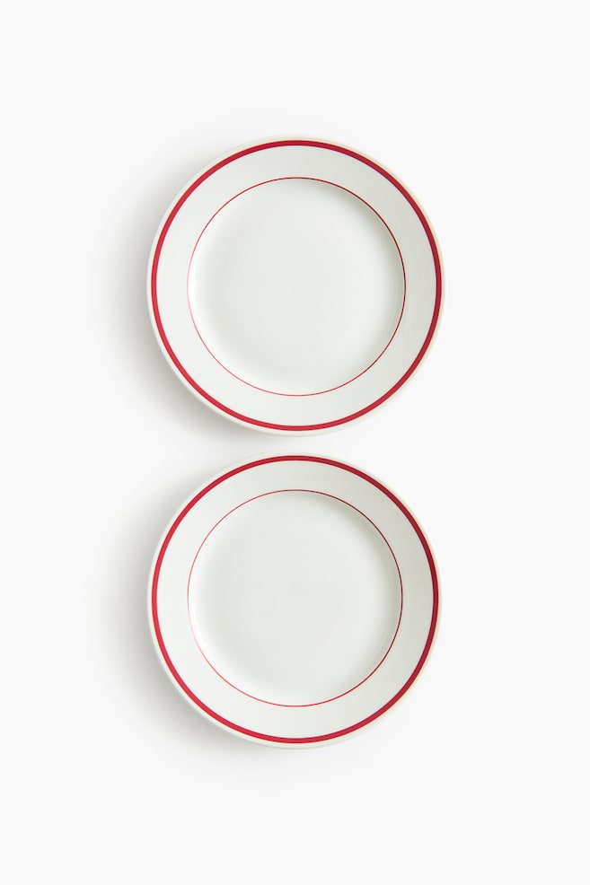 2-pack porcelain mid plates - White/Red/White/Black - 1