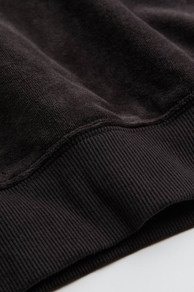Oversized Fit Velour hoodie - Black/Burgundy - 5