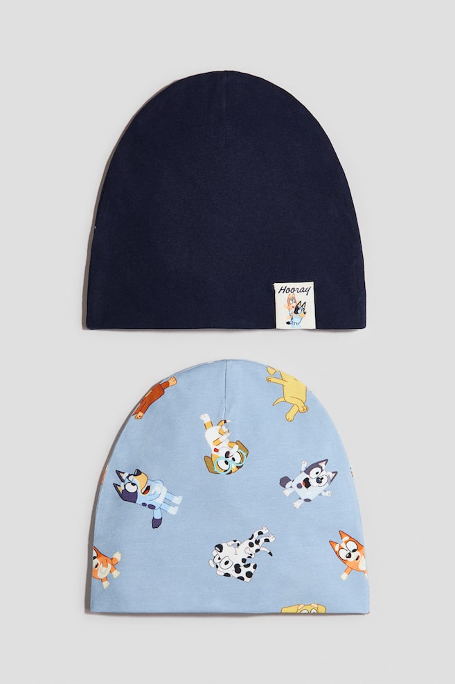 2-pack printed jersey beanies - Navy blue/Bluey/Grey/Spidey/Grey melange/Minecraft - 1