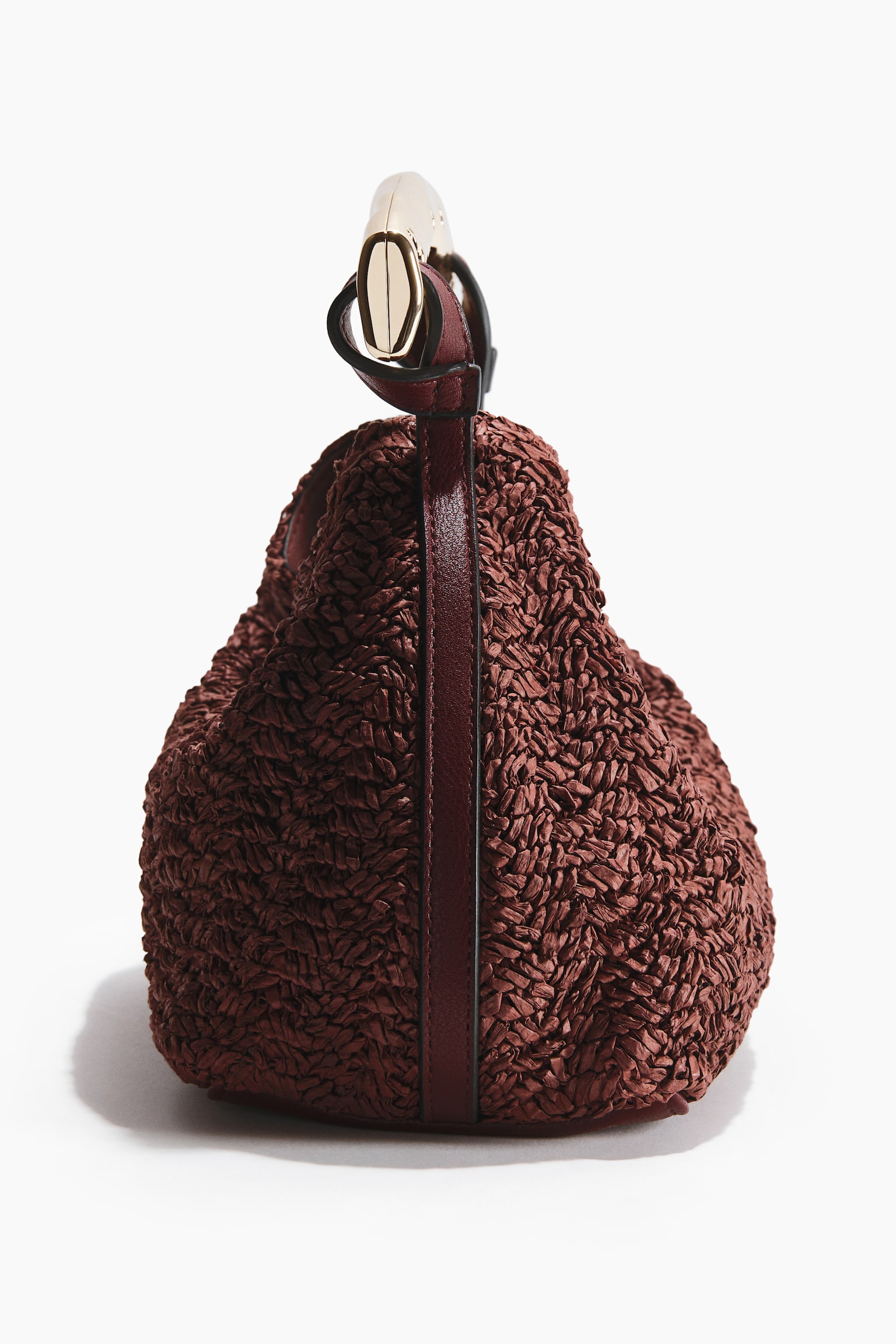 Metal-handle handbag - Dark brown/Light beige - 3