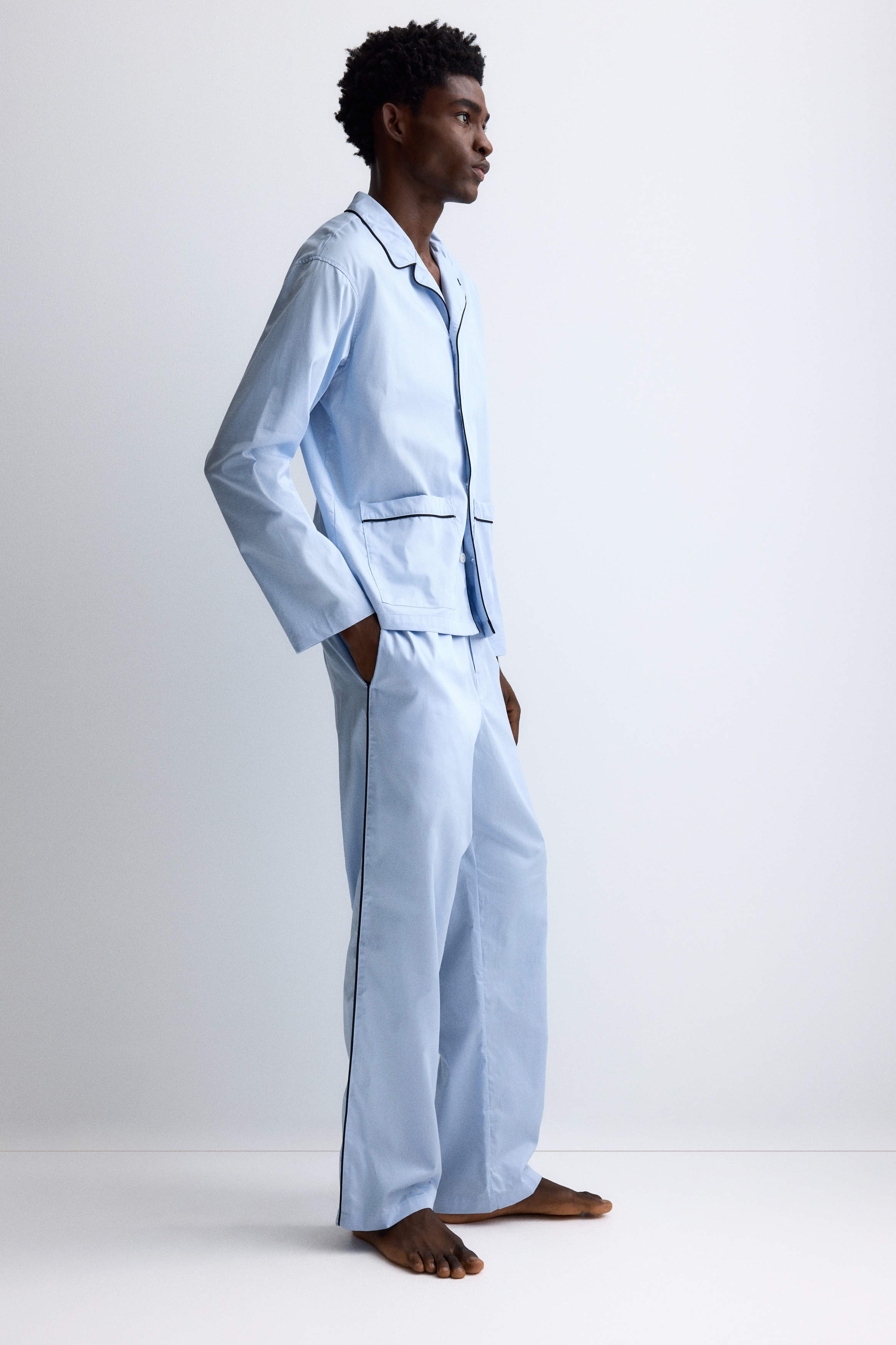 コットンパジャマ シャツ&パンツ - ライトブルー - Men | H&M JP
