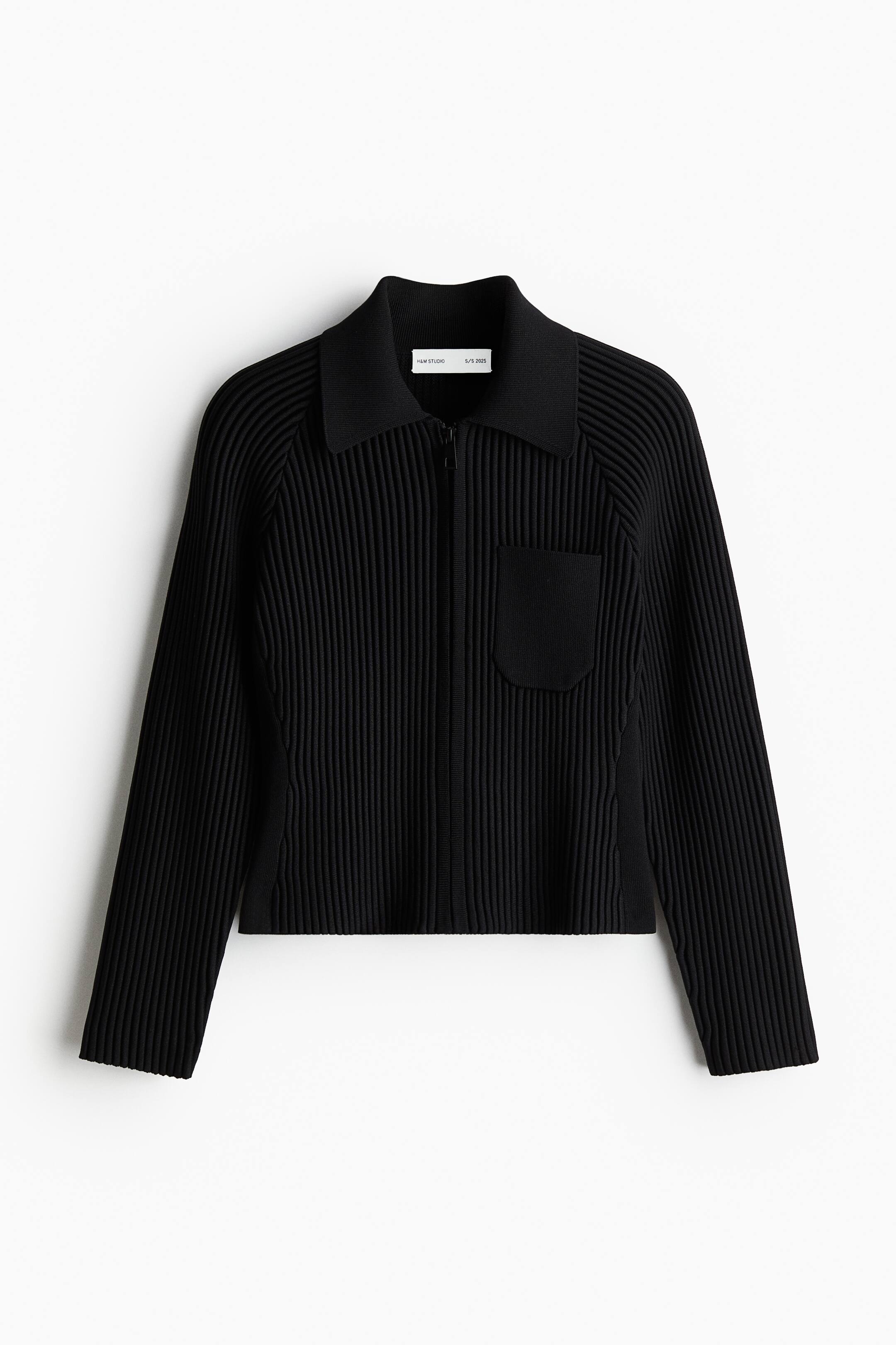Agrandir l'image: Top zippé en maille côtelée - Noir - FEMME | H&M FR 1