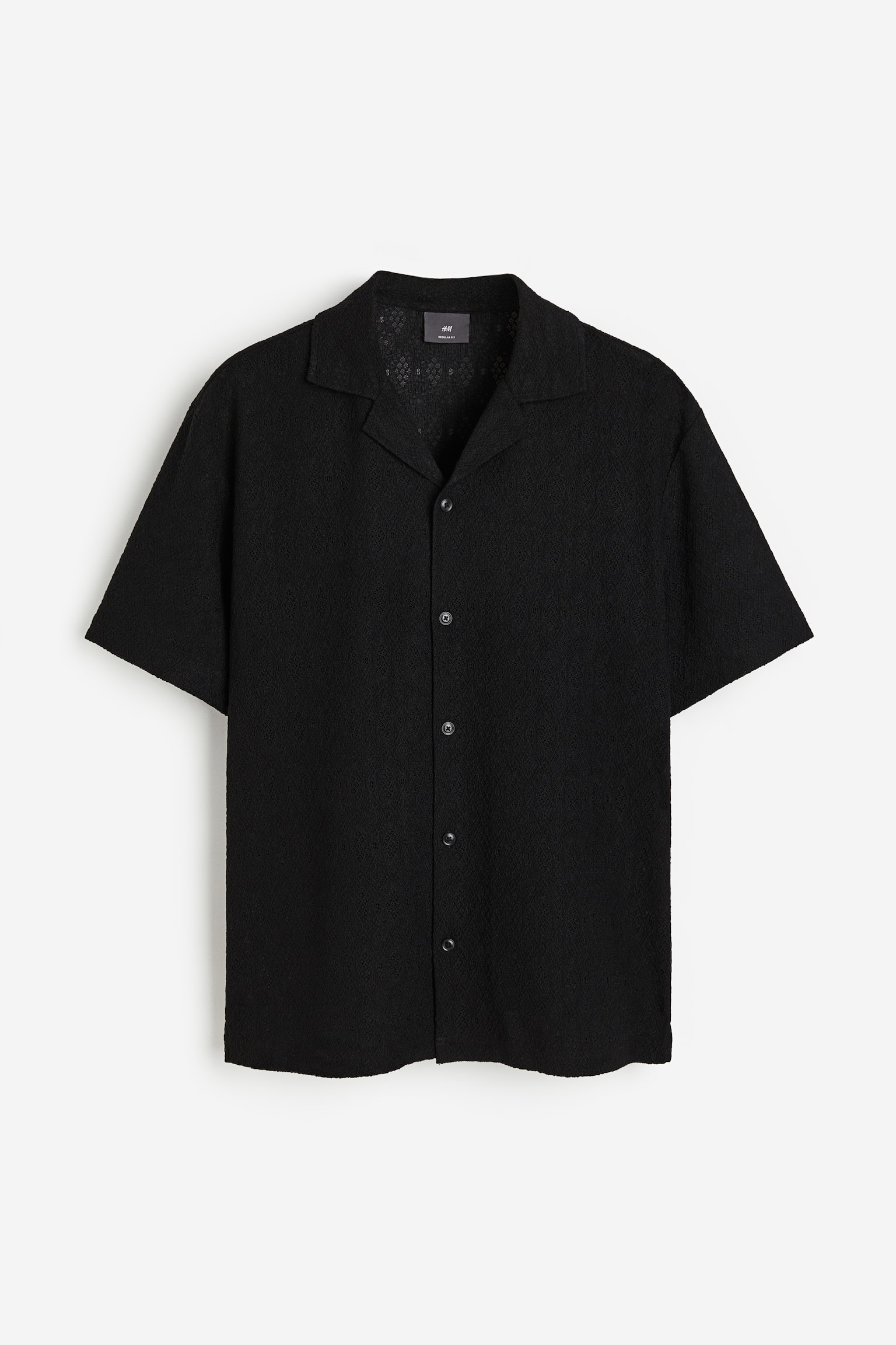 Regular Fit Lace Resort Shirt - Black/White/Brown - 2