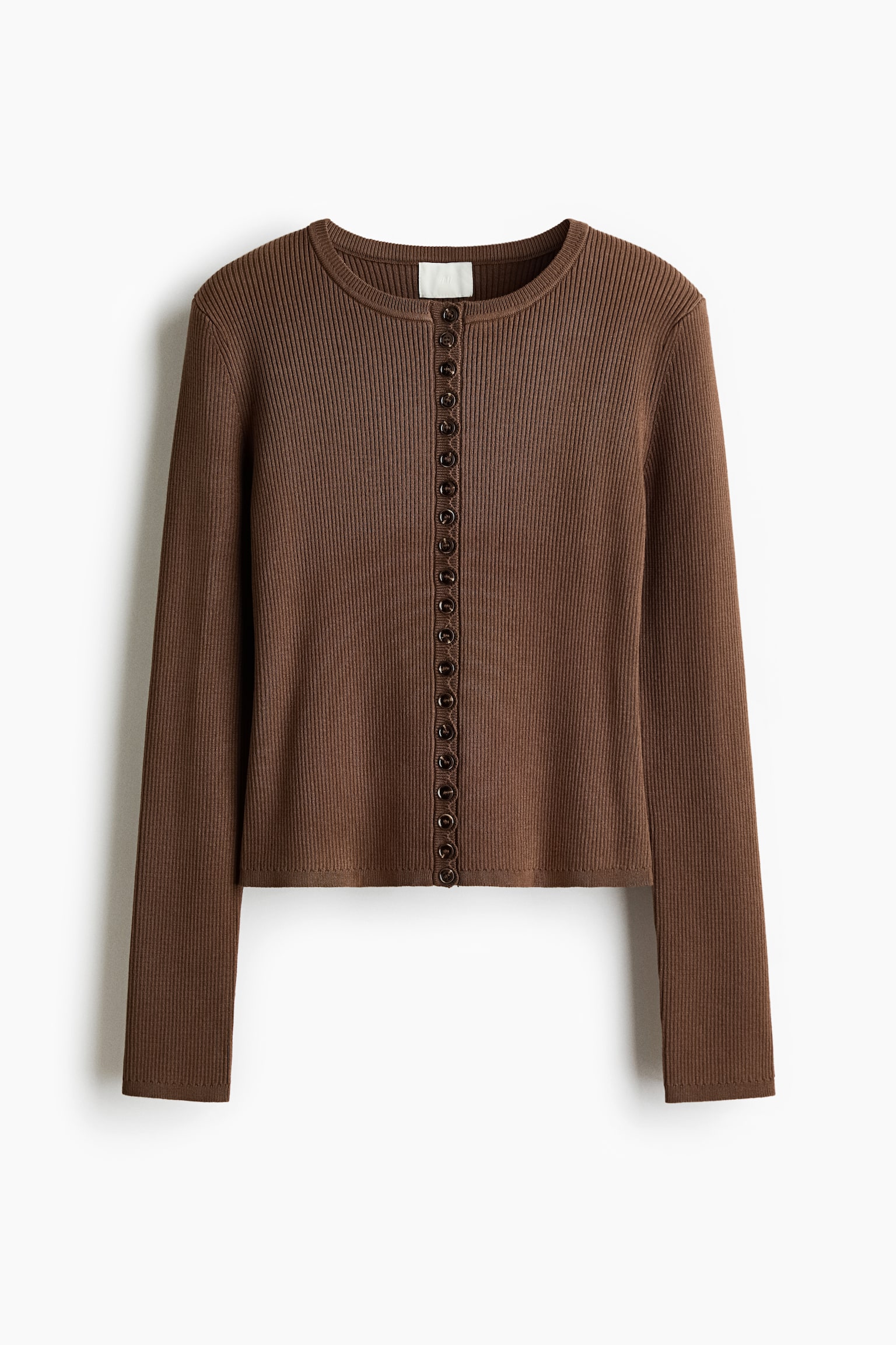 Женский кардиган H&M Ribbed, цвет: Коричневый — фото 1