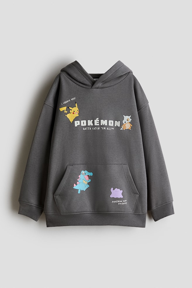 Bedruckter Hoodie mit angerauter Innenseite - Graumeliert/Pokémon/Blau/Autos/Hellgraumeliert/Pokémon/Helles Graubraun/Minecraft/Schwarz/Marvel Comics/Dunkelgrün/Hot Wheels - 1