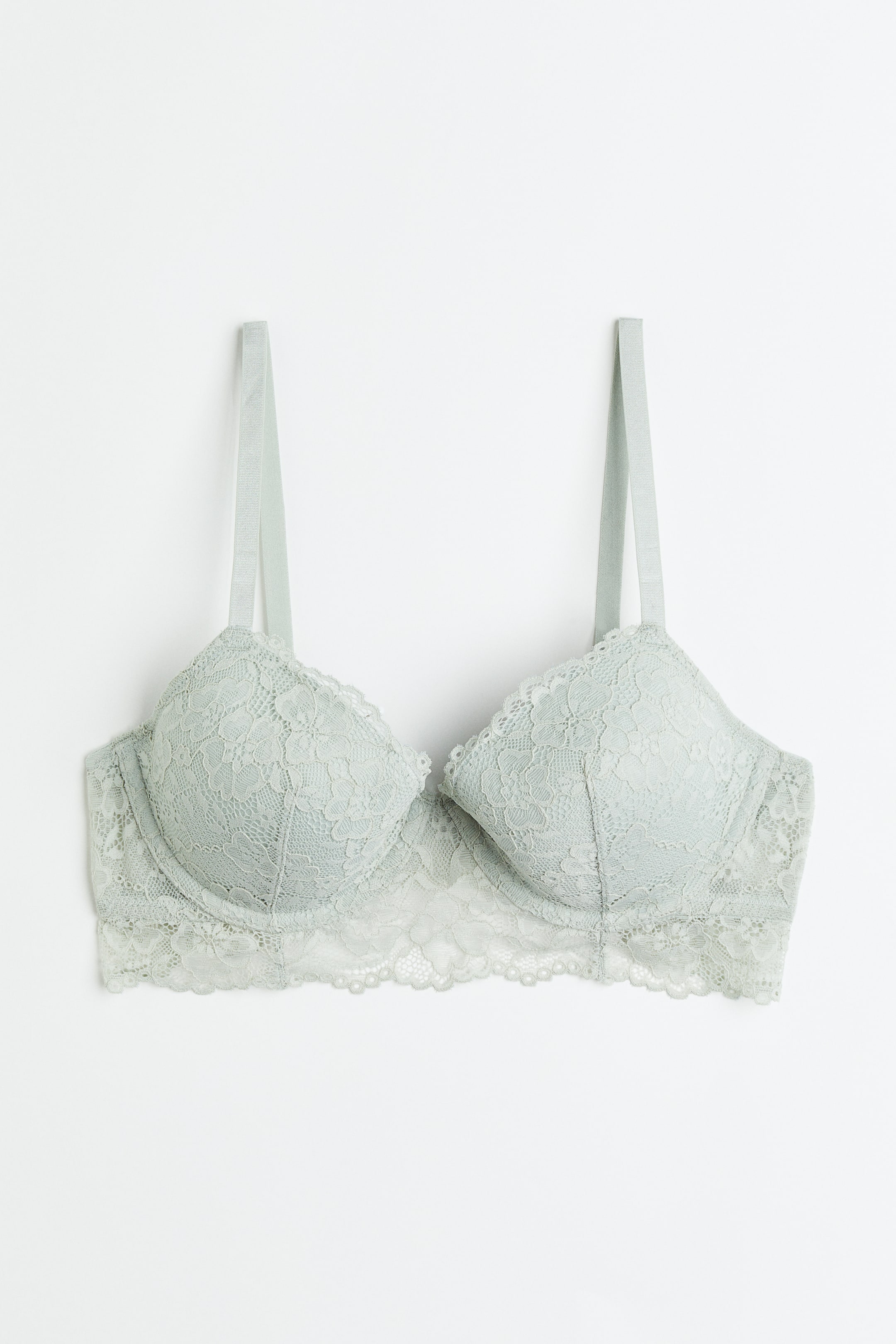 Xem ảnh lớn hơn: Áo ngực ren có gọng và đệm - Màu xanh lá xám nhạt - Ladies | H&M VN 1