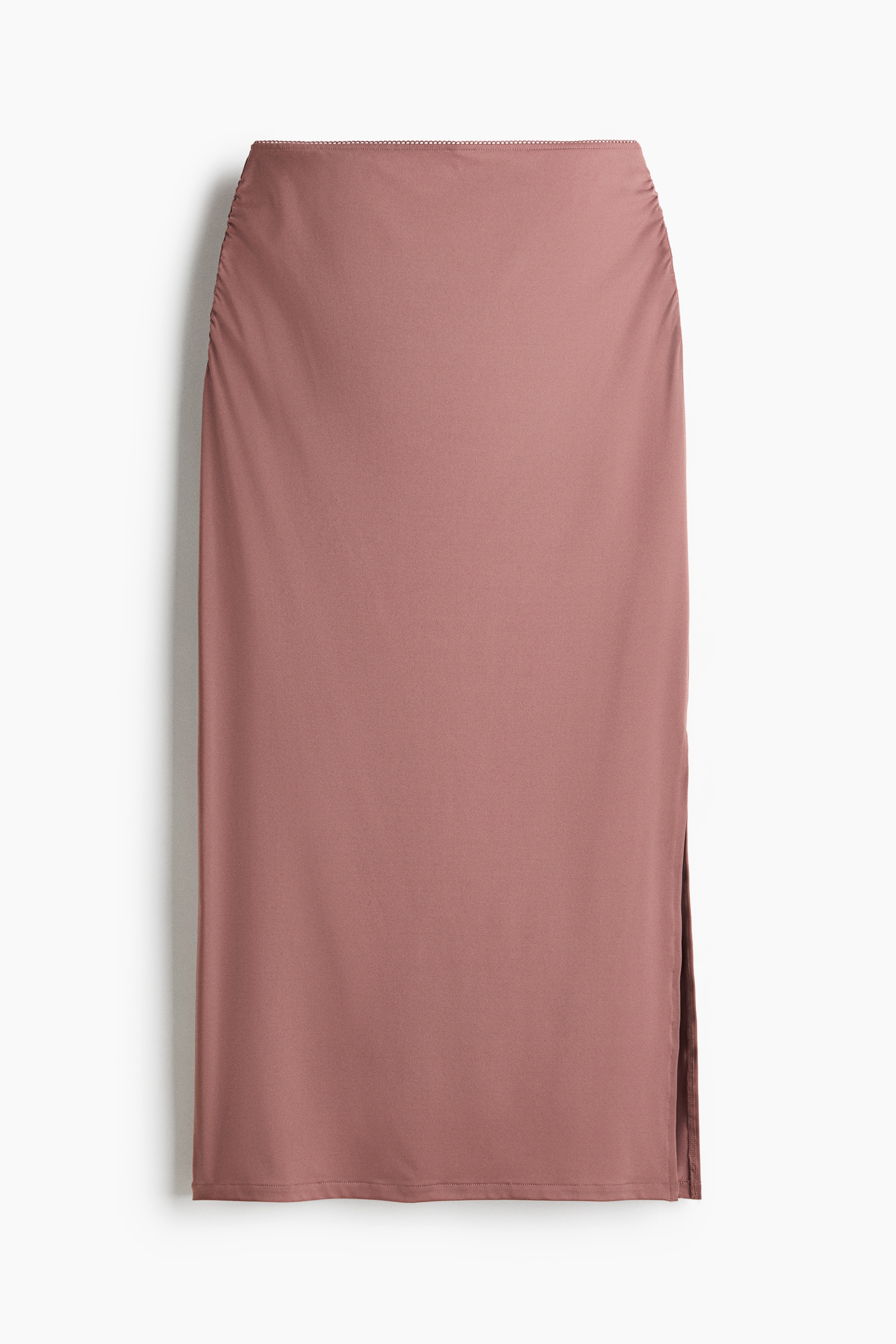 Drapowana spódnica midi - Ciemny zakurzony róż/Kremowy/Groszki/Czarny/Kropki/Ciemnobrązowy