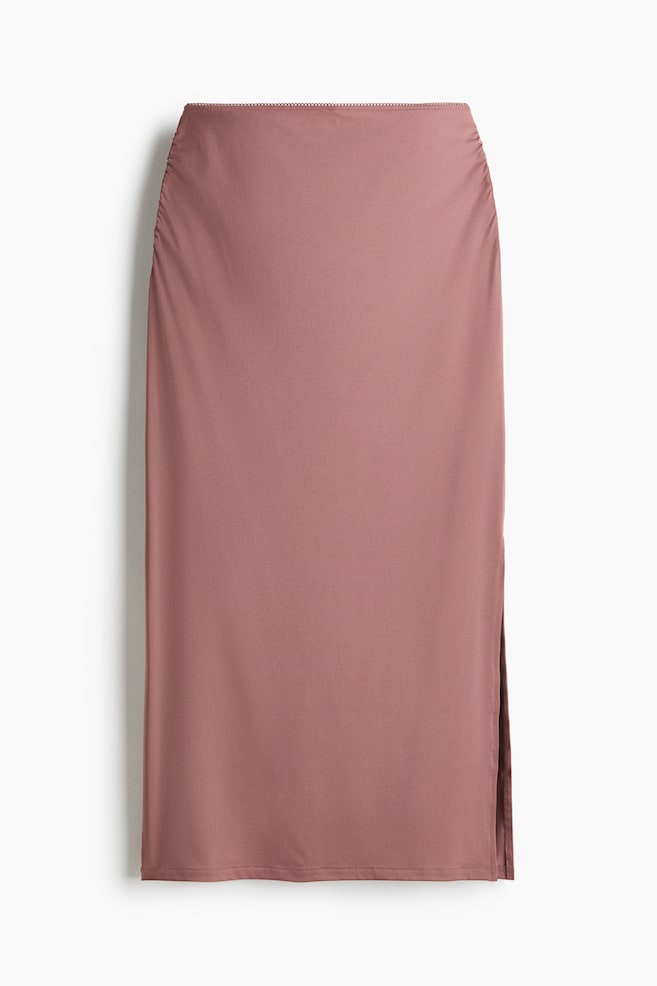Draped midi skirt - Dark dusty pink/Cream/Polka dot - 1