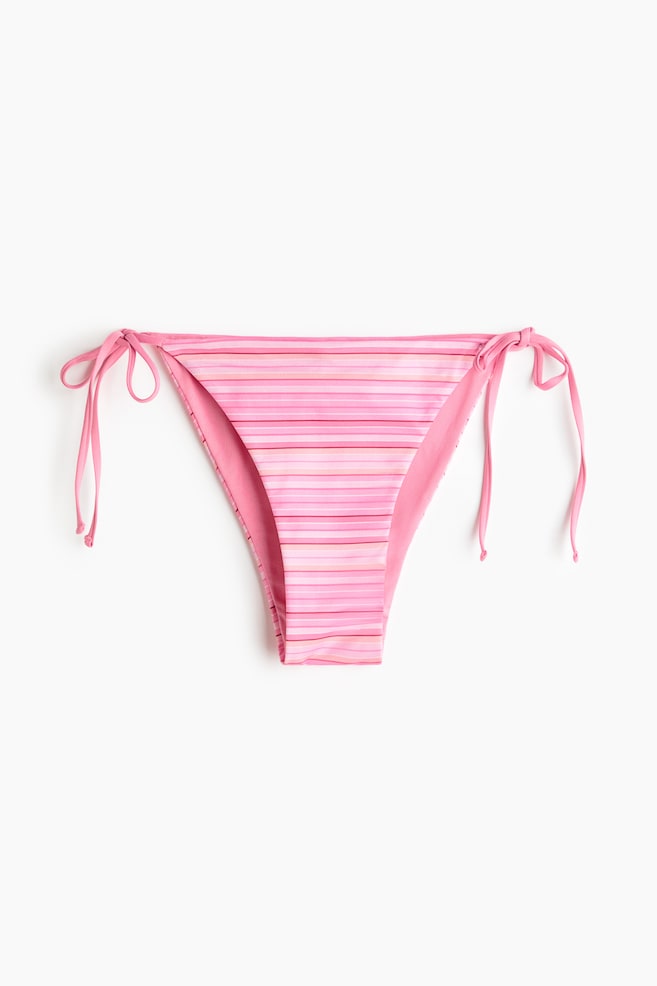 Braga de bikini con tiras de anudar - Rosa/Rayas/Rosa/Estampado - 1