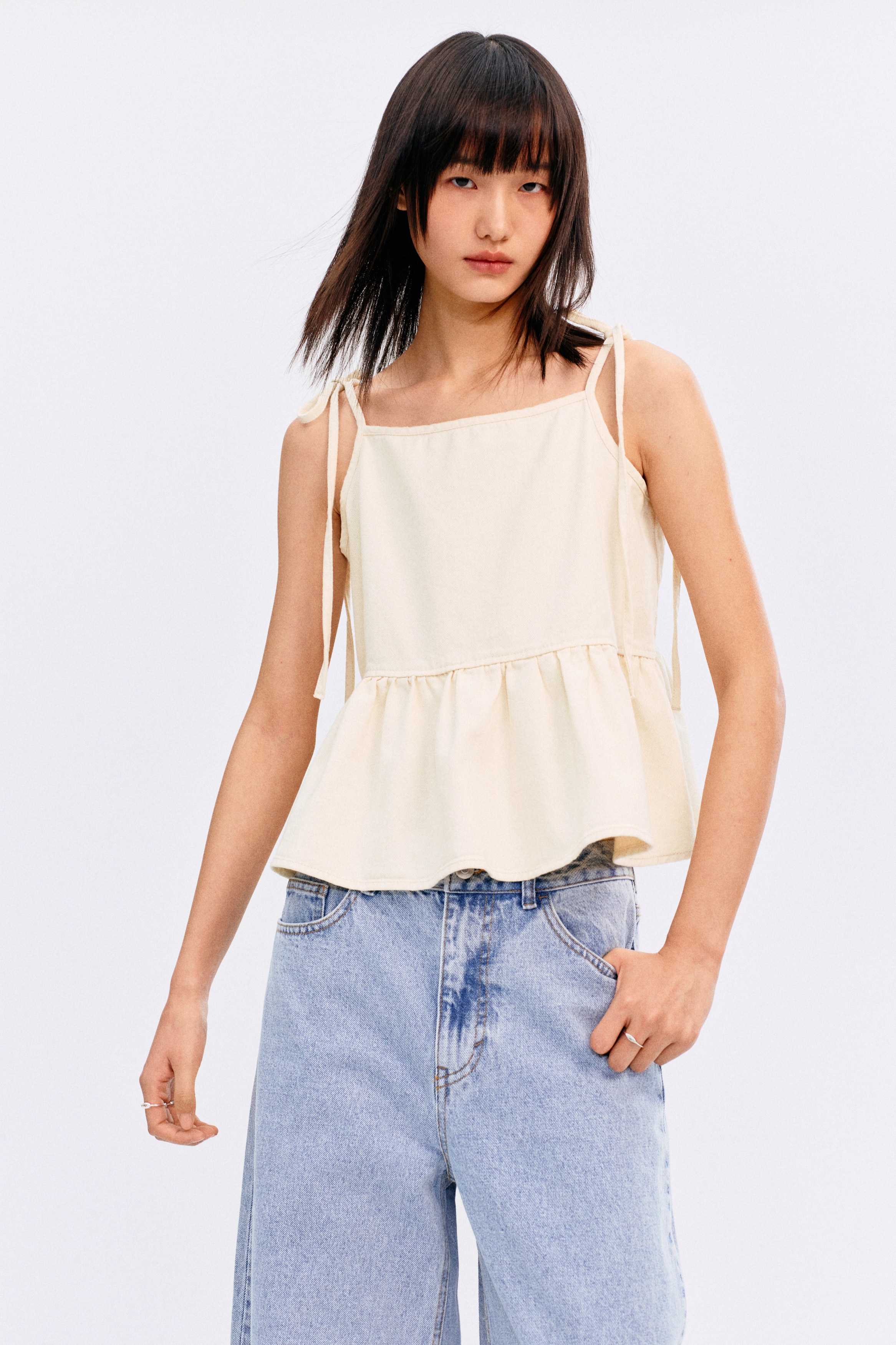 トップス h_k08 タイストラップトップス - クリーム - レディース | H&M JP