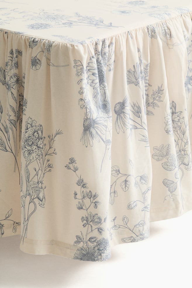Flounced cotton-blend single valance - White/Blue floral/White/Cream/Striped/Light beige/Floral/Light beige/Cream/Floral - 1