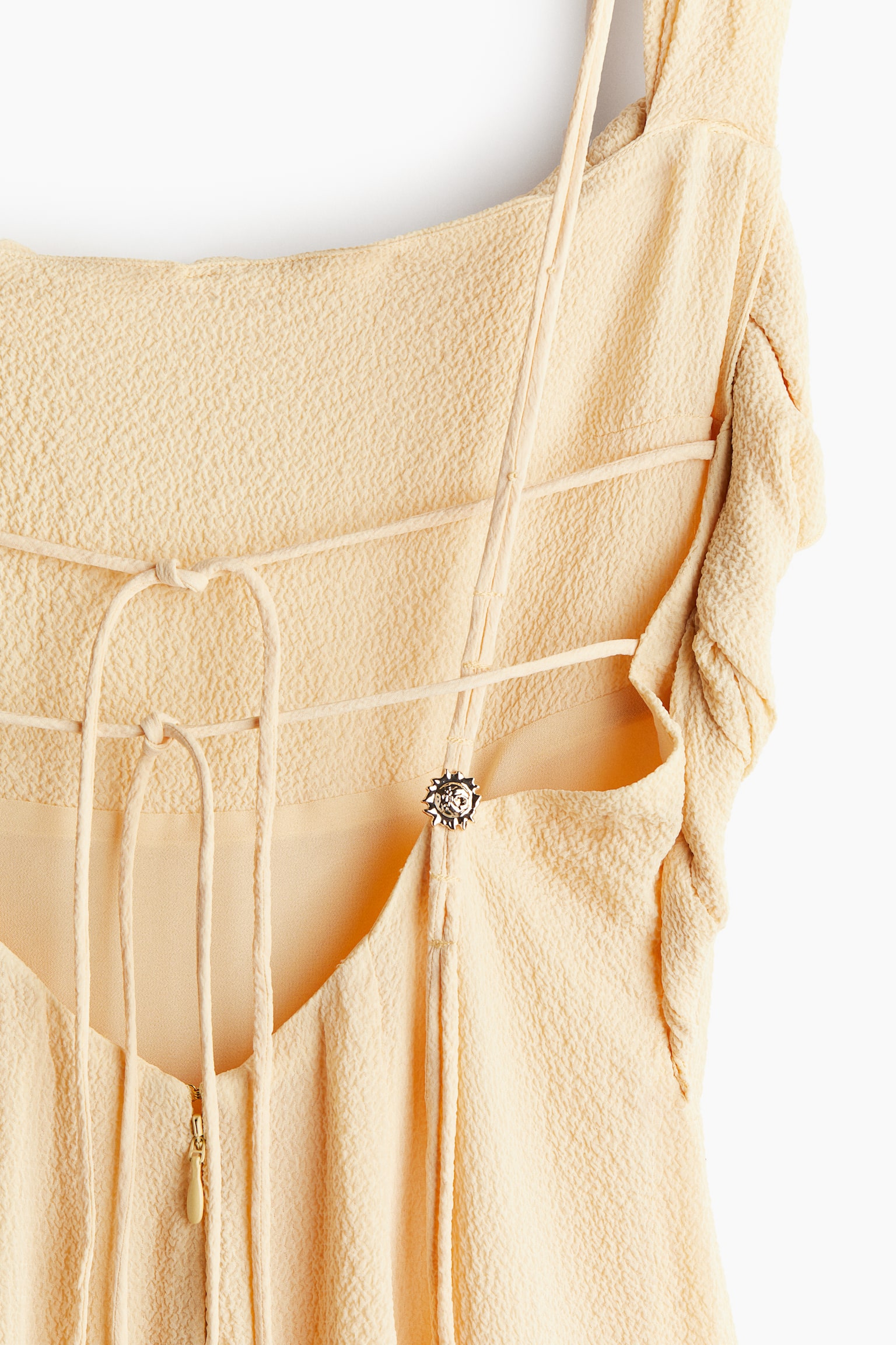 Twist-detail crinkled dress - Pastel yellow - 3