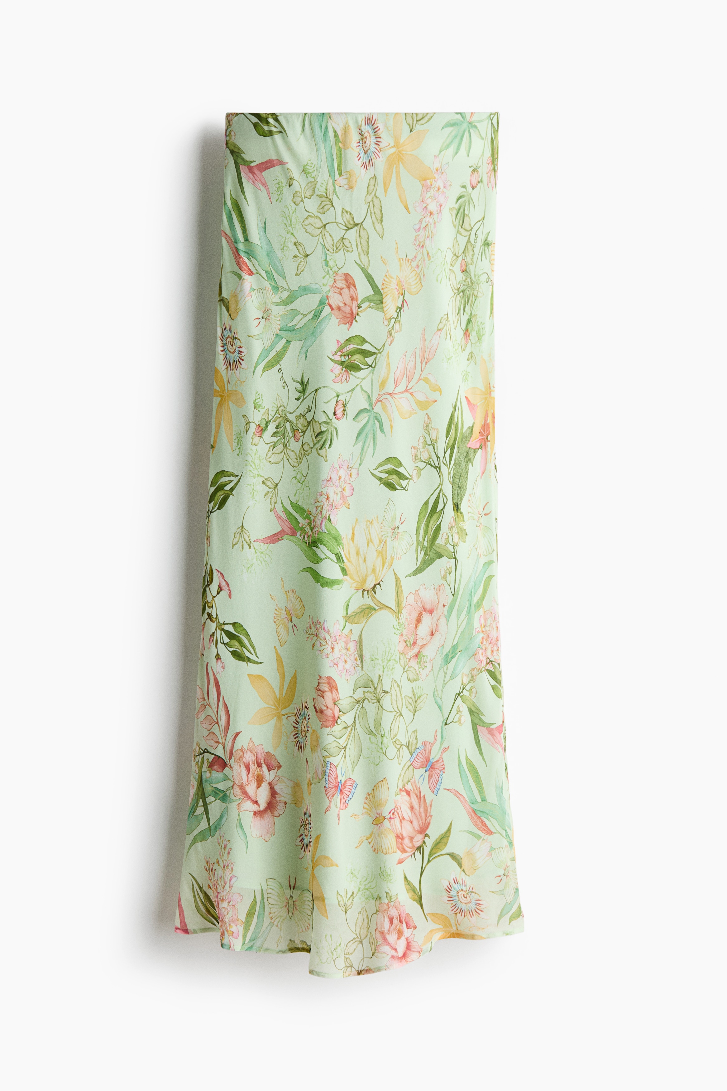 Printed viscose skirt - Light green/Floral