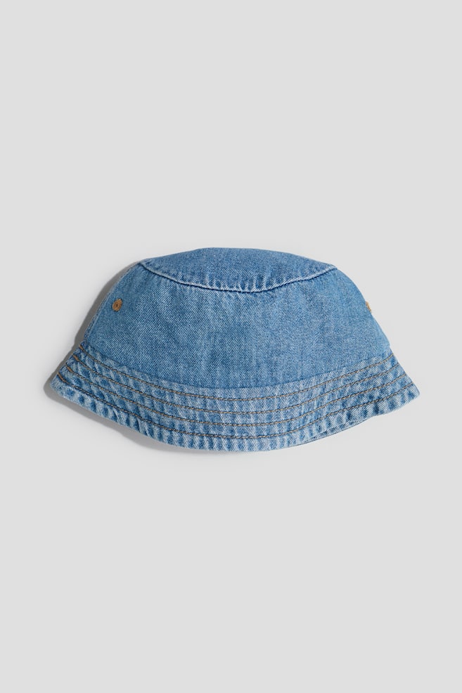 Cappello da pescatore in cotone - Blu denim/Écru/Grigio denim - 1
