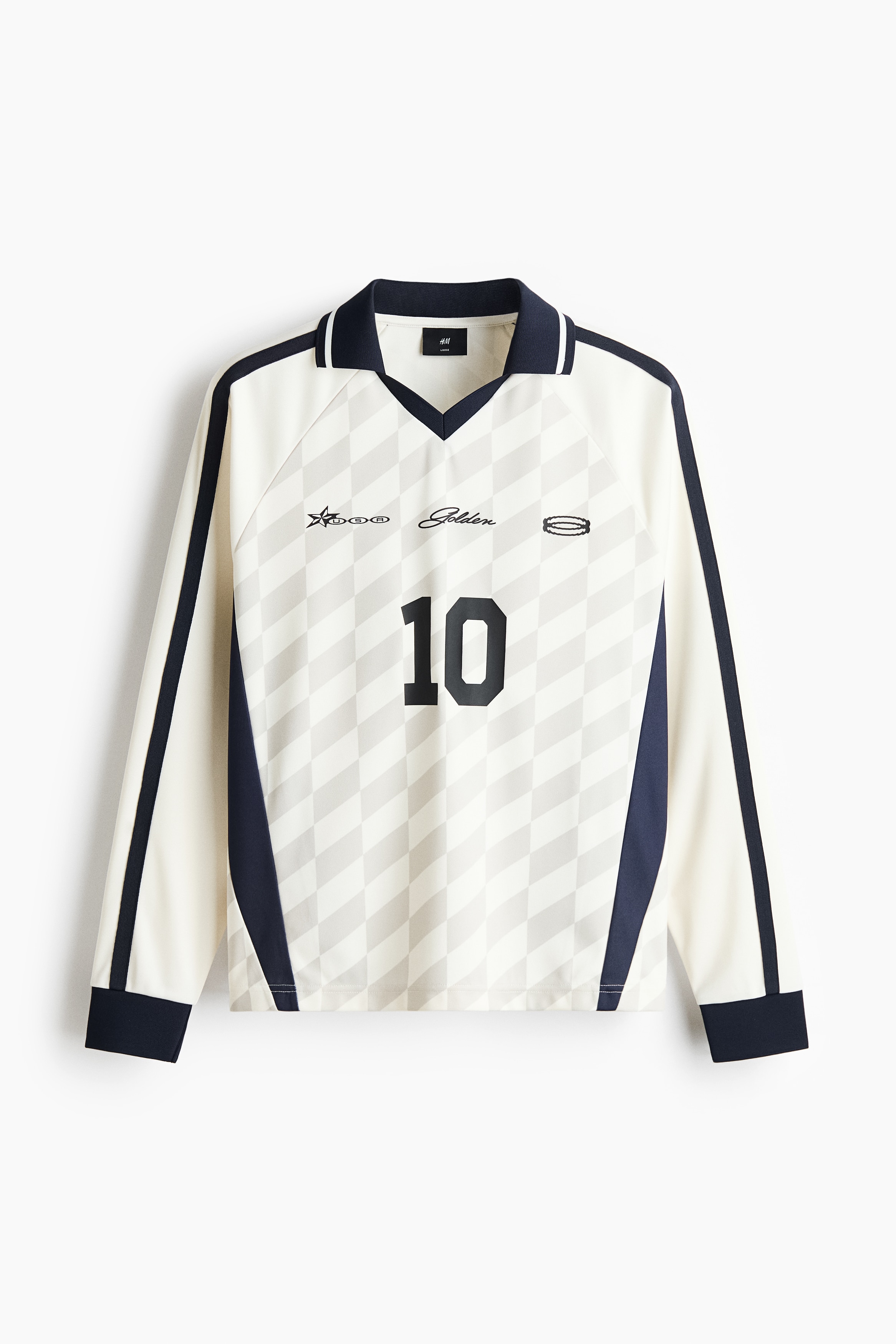 Futbalový dres s potlačou Loose Fit - Biela/USA Golden 10